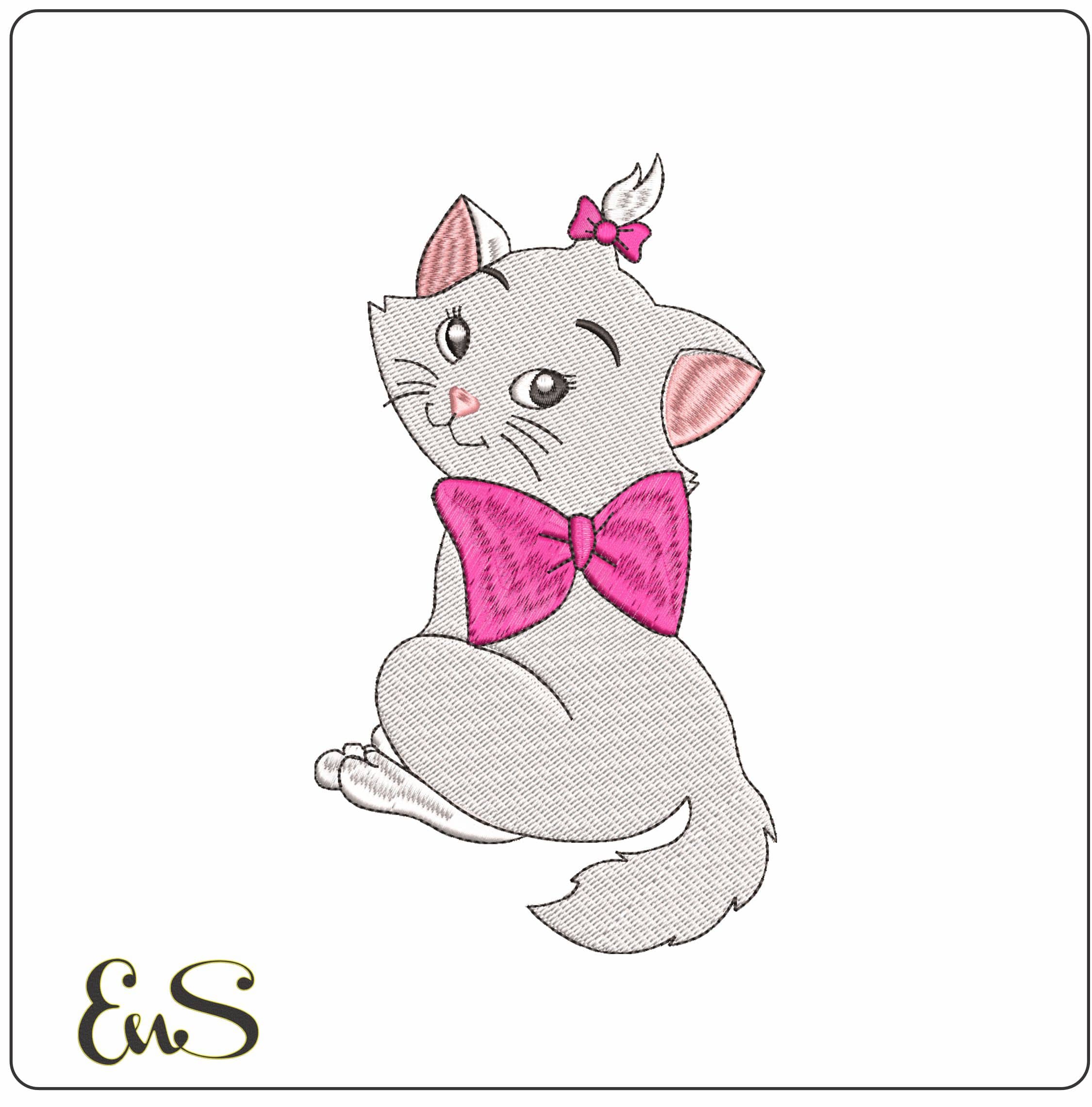 Marie Kitten Aristocats- Elegant embroidery design file - instant download