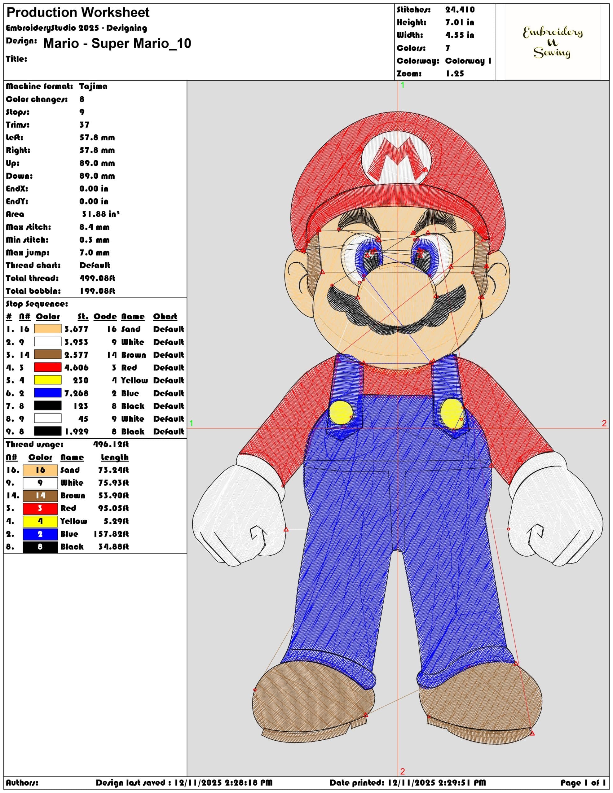 Mario Super Mario- Elegant embroidery design file - instant download — view 3
