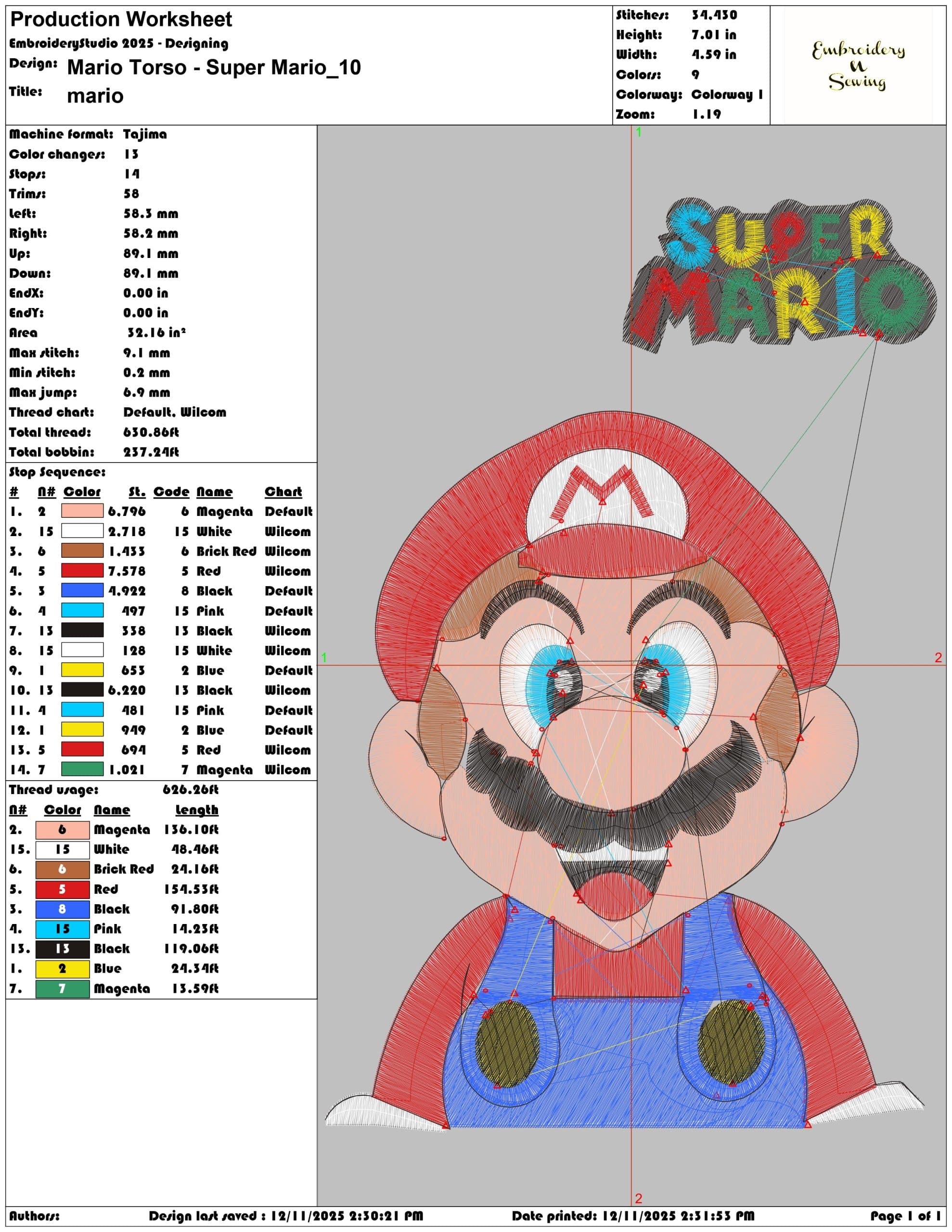 Mario Torso Super Mario- Elegant embroidery design file - instant download — view 3