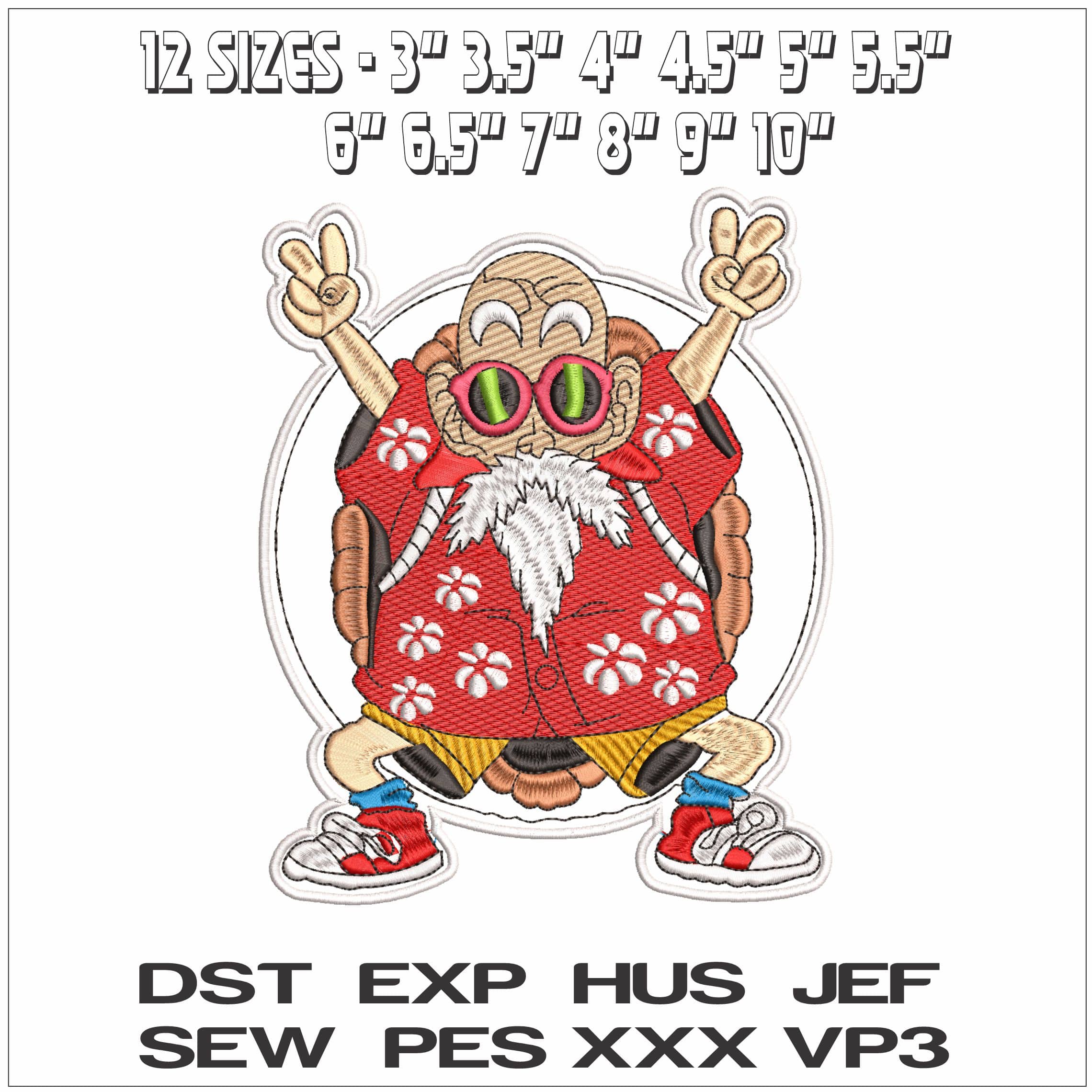 Master Roshi Dragon Ball Z Anime- Elegant embroidery design file - instant download — view 2