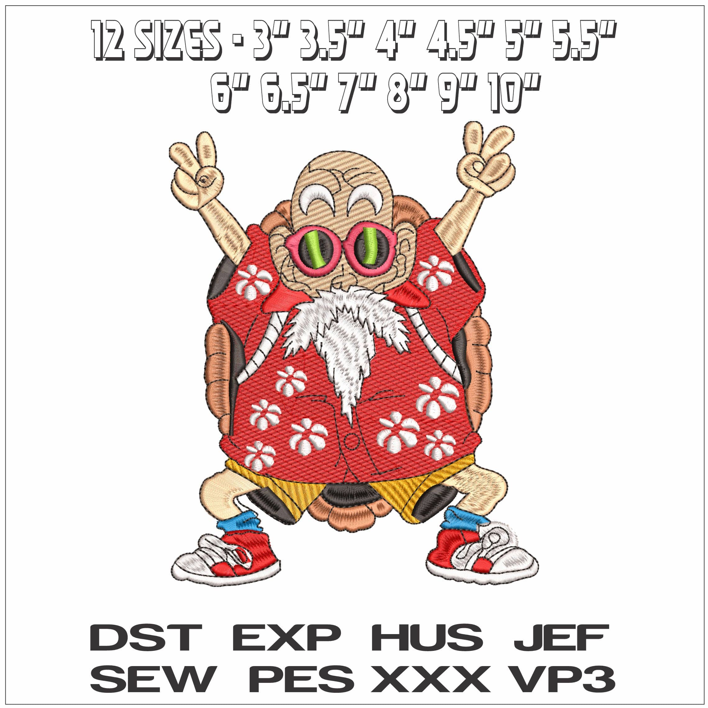 Master Roshi Salute Dragon Ball Z Anime- Elegant embroidery design file - instant download — view 2