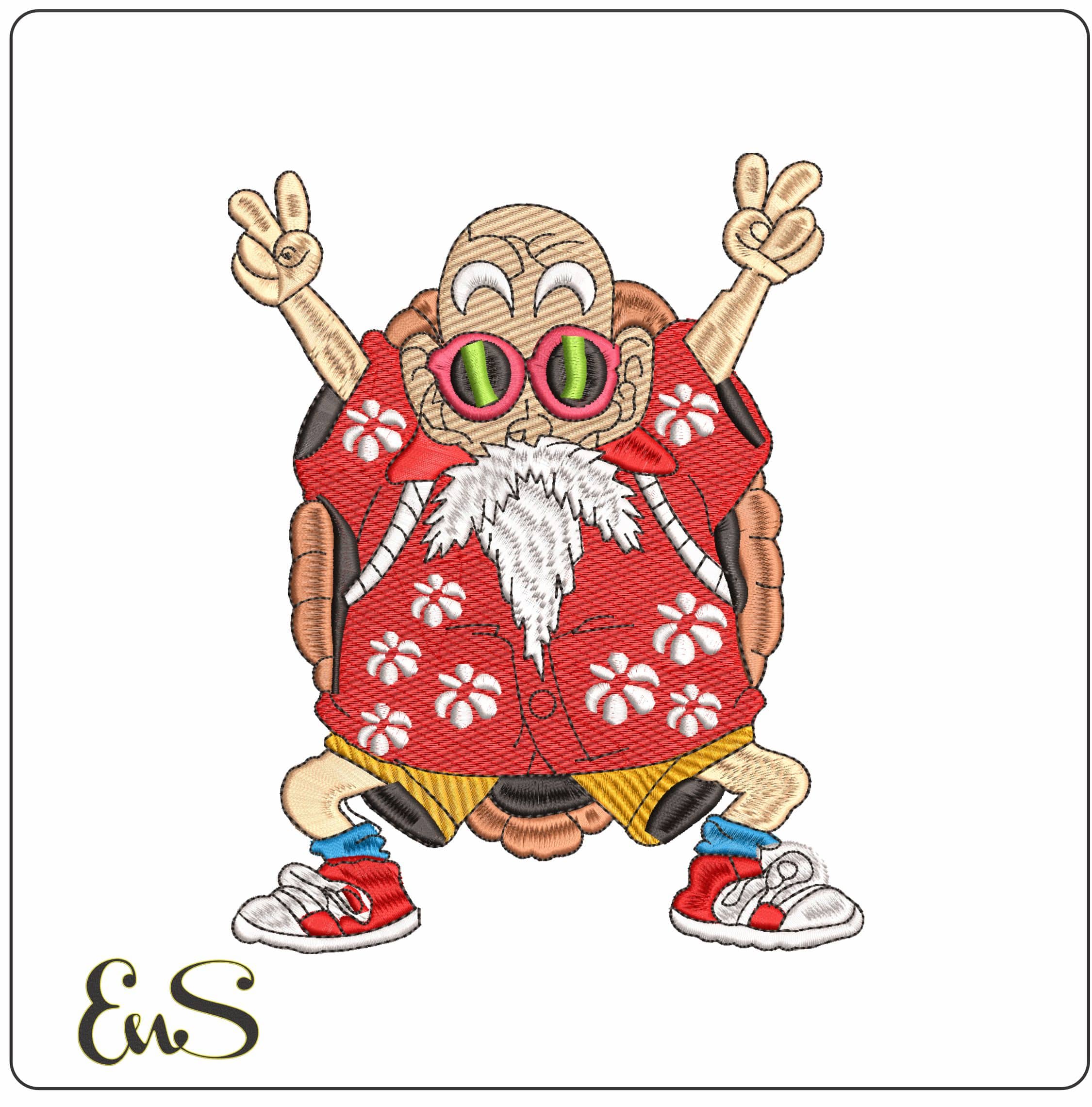 Master Roshi Salute Dragon Ball Z Anime- Elegant embroidery design file - instant download