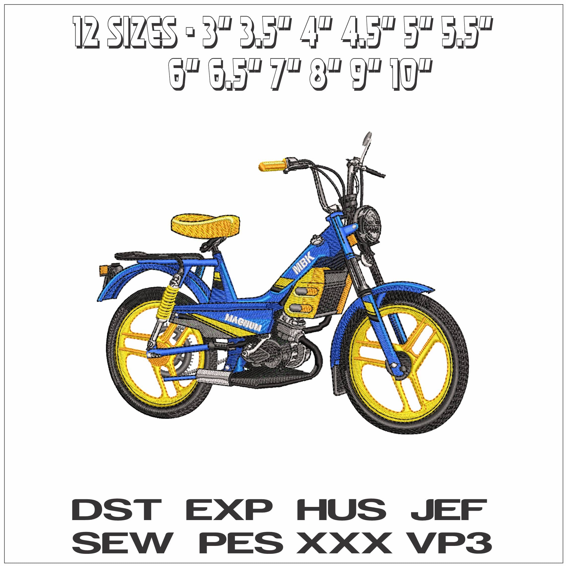 MBK 51 Magnum Racing Moped- Elegant embroidery design file - instant download — view 2