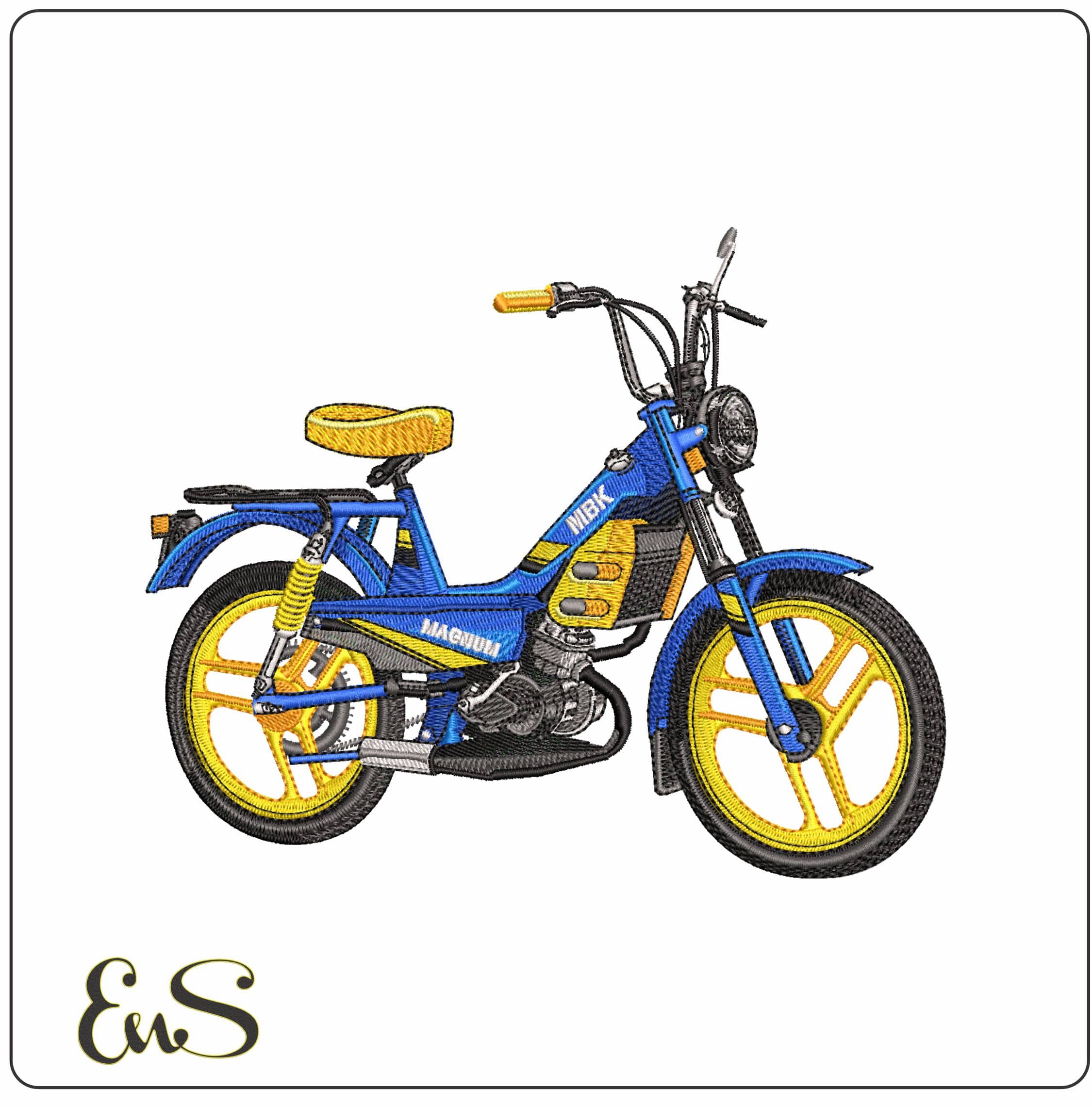 MBK 51 Magnum Racing Moped- Elegant embroidery design file - instant download