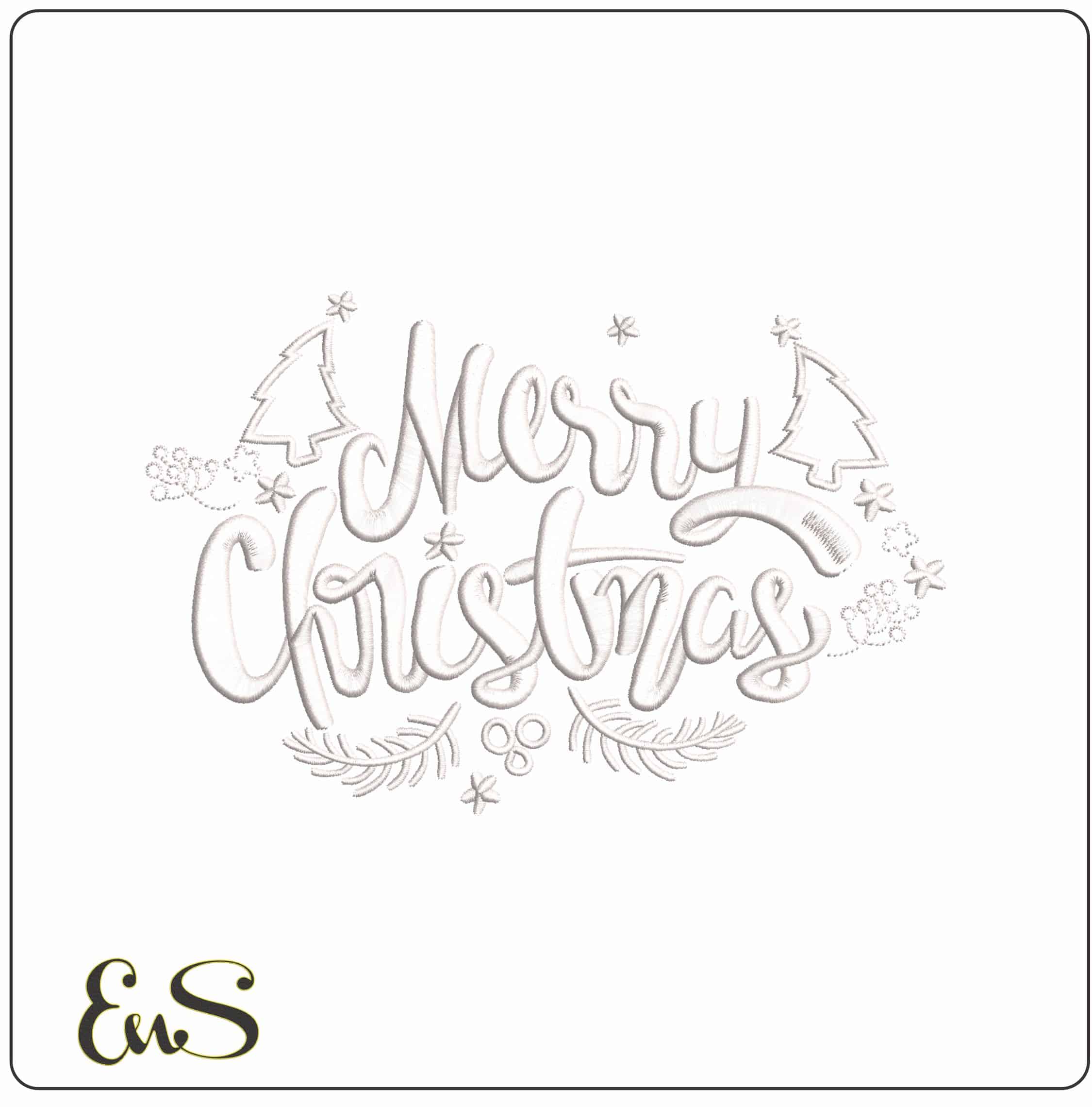Merry Christmas Outline- Elegant embroidery design file - instant download