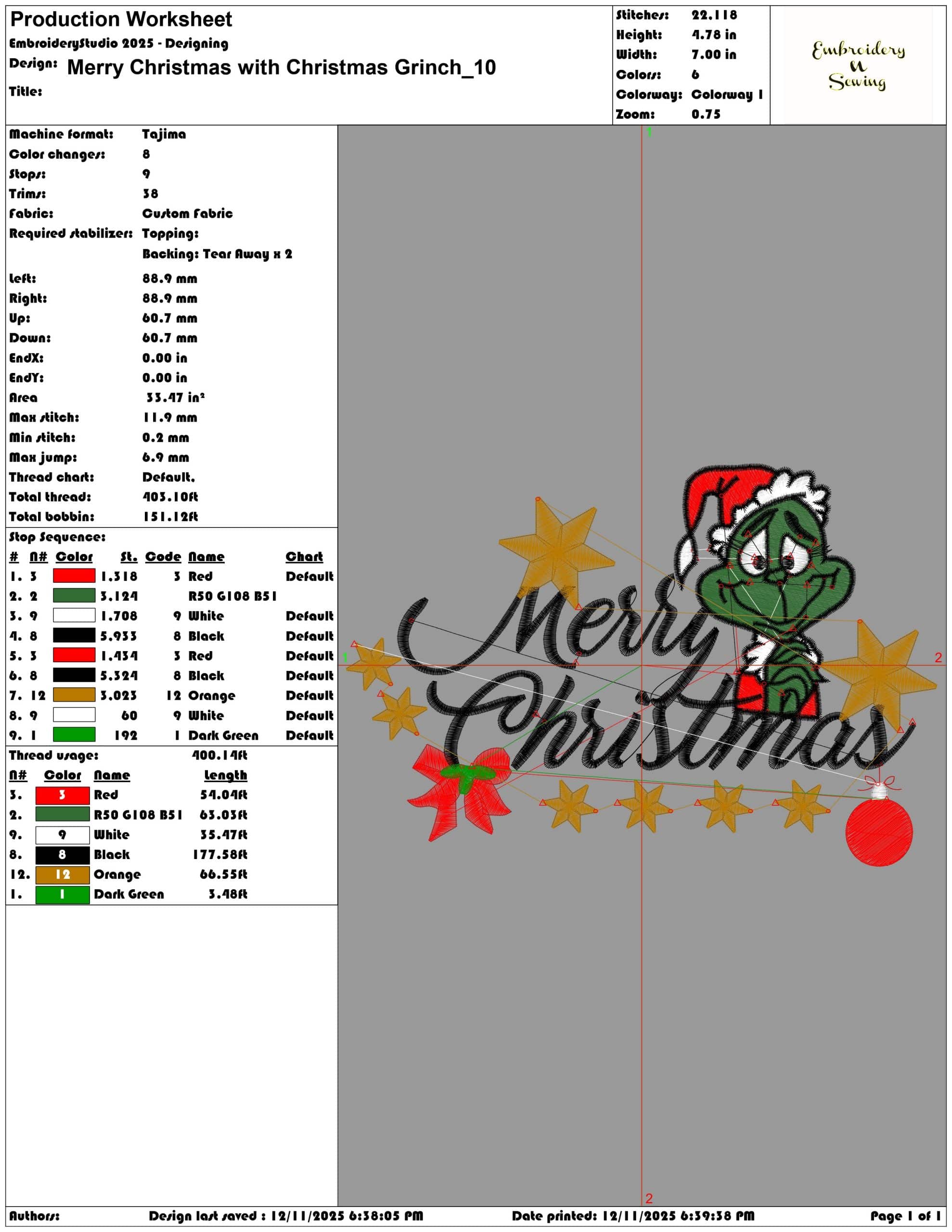 Merry Christmas with Christmas Grinch- Elegant embroidery design file - instant download — view 3