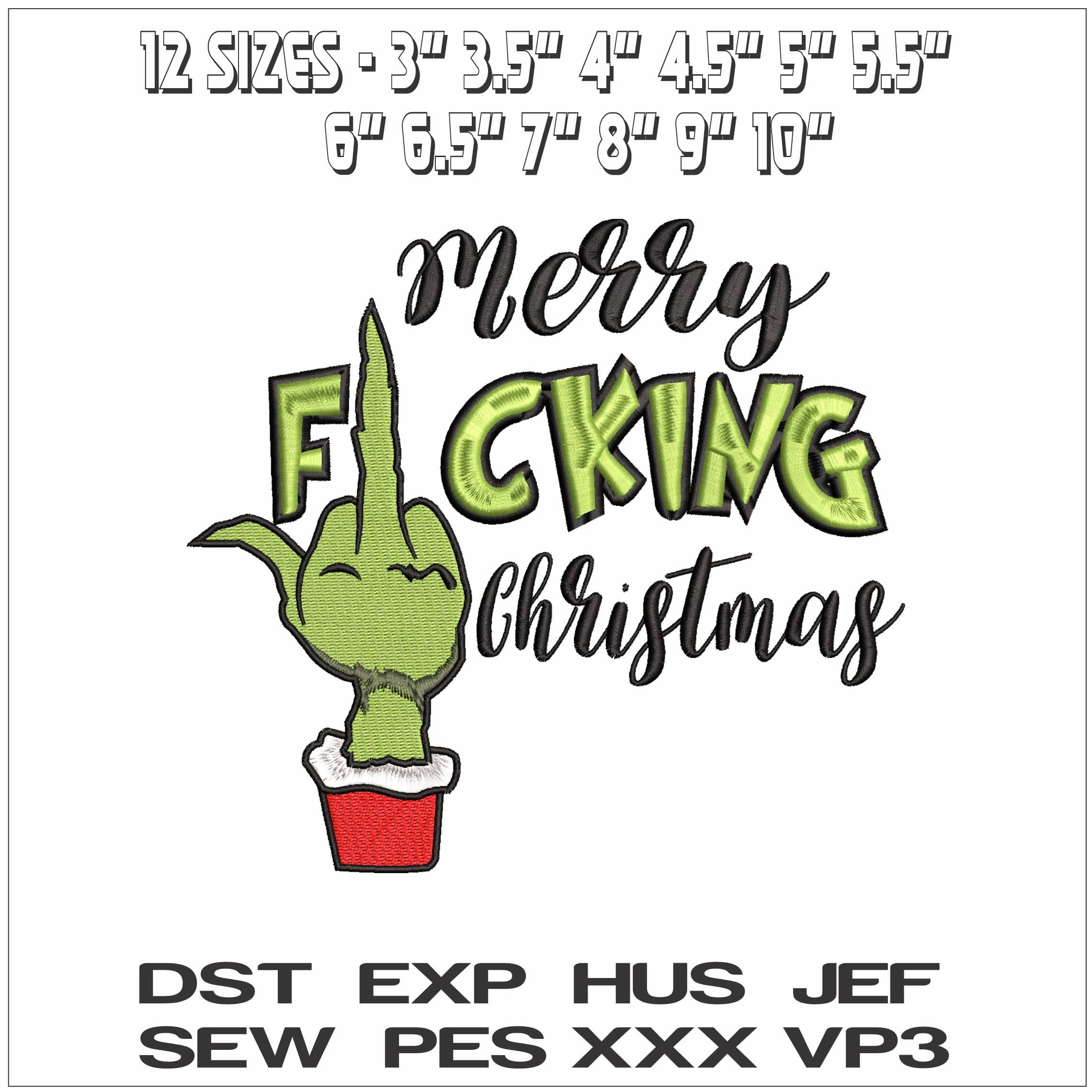Merry Grinching Christmas- Elegant embroidery design file - instant download — view 2