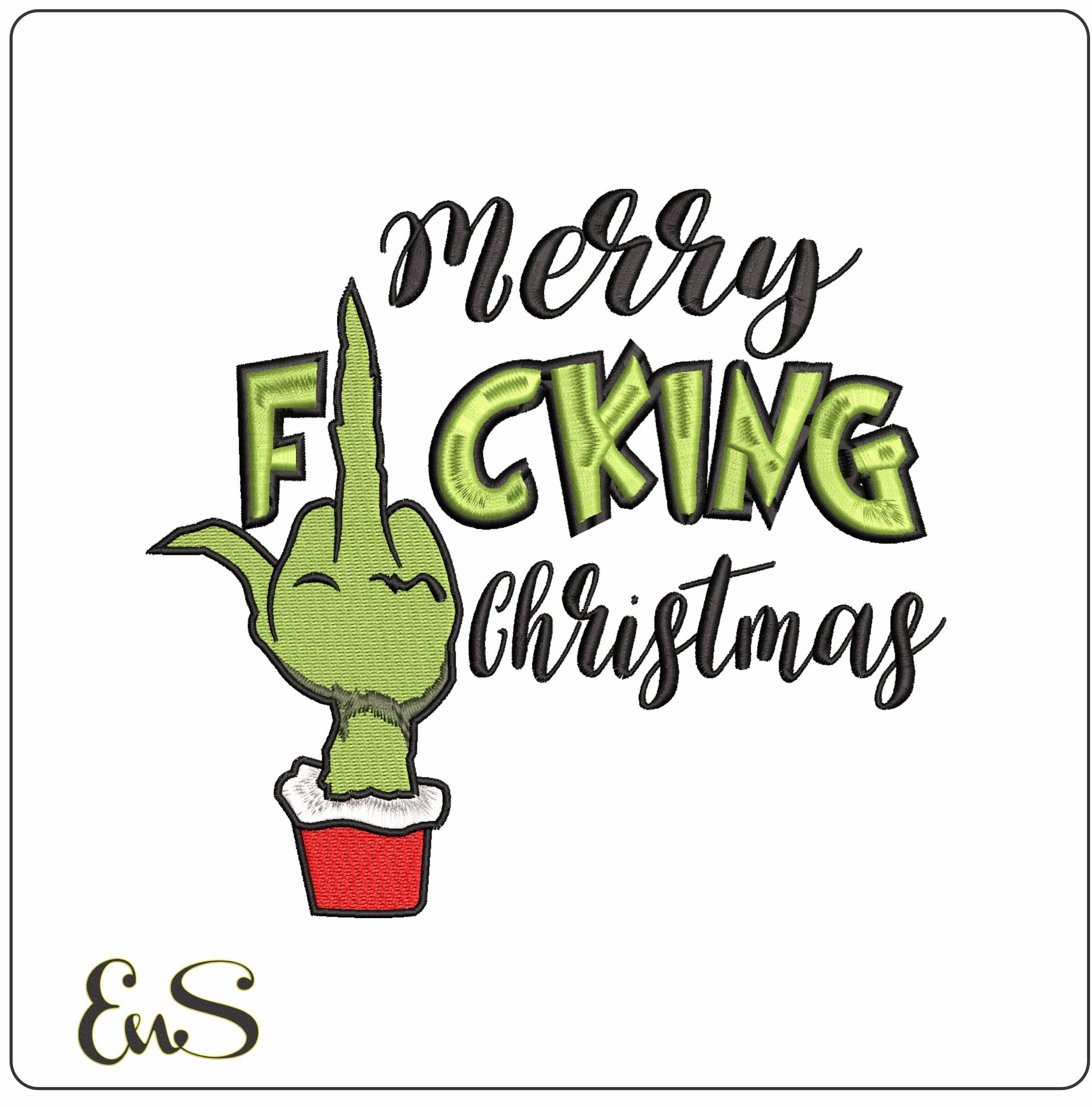 Merry Grinching Christmas- Elegant embroidery design file - instant download