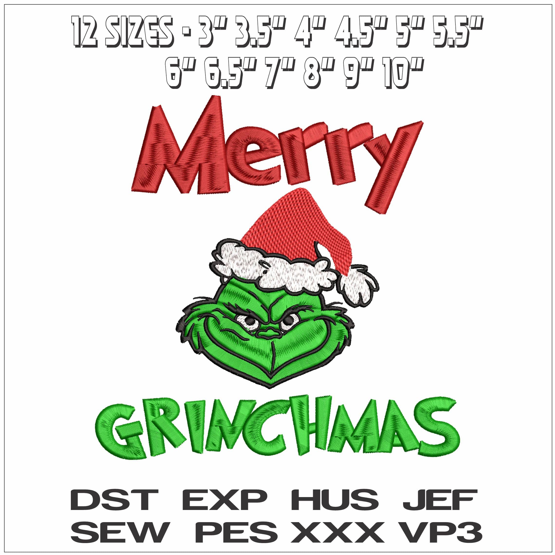 Merry Grinchmas- Elegant embroidery design file - instant download — view 2