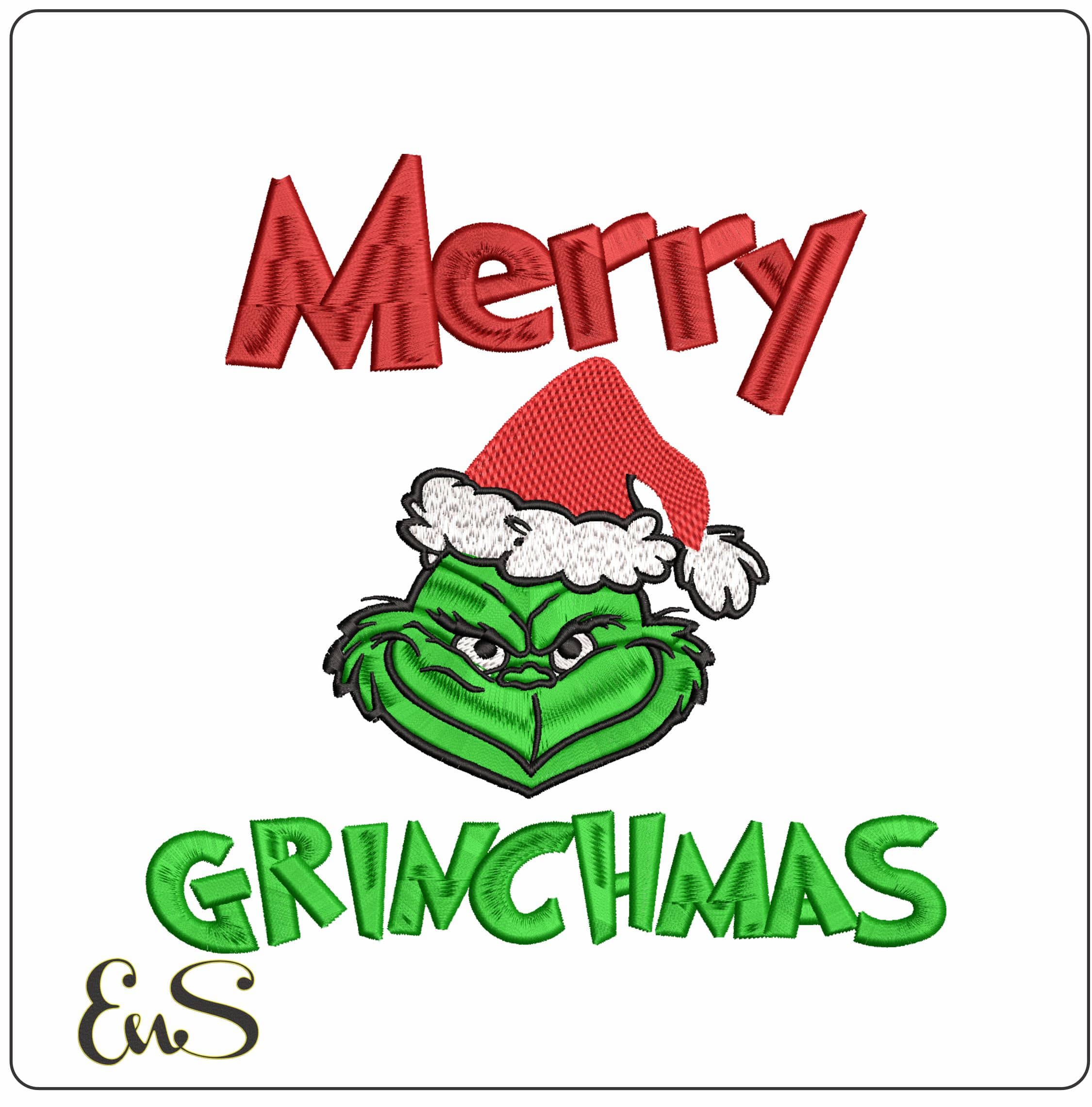 Merry Grinchmas- Elegant embroidery design file - instant download