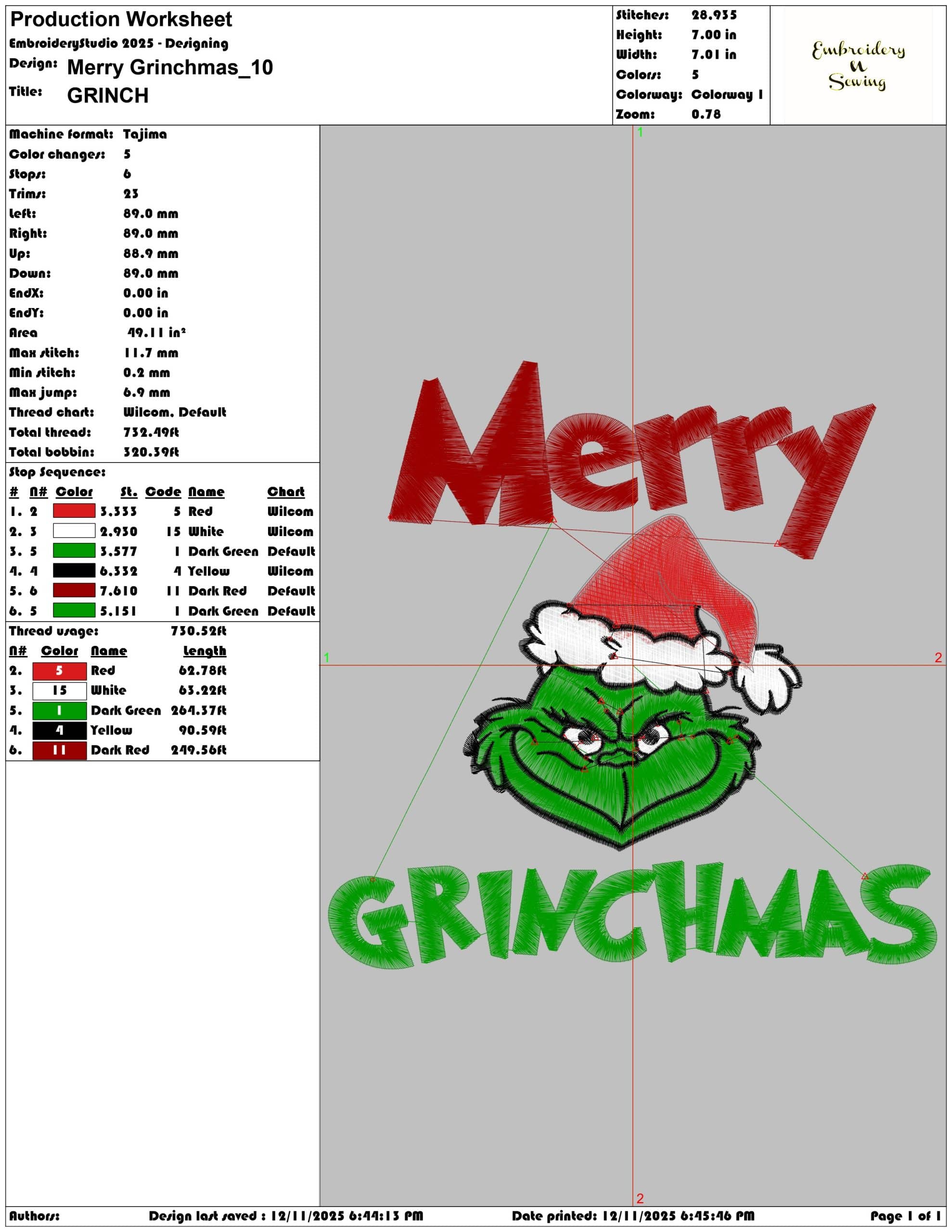 Merry Grinchmas- Elegant embroidery design file - instant download — view 3