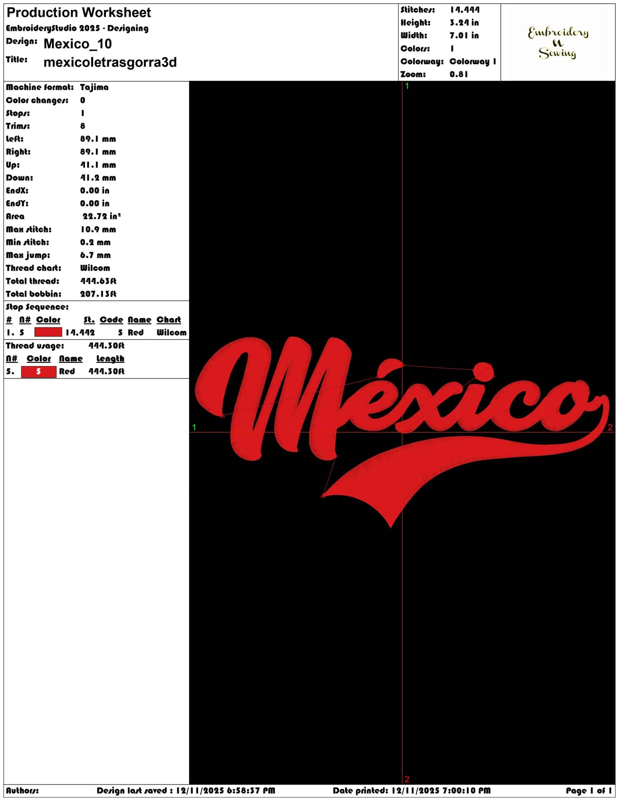 Mexico- Elegant embroidery design file - instant download — view 3
