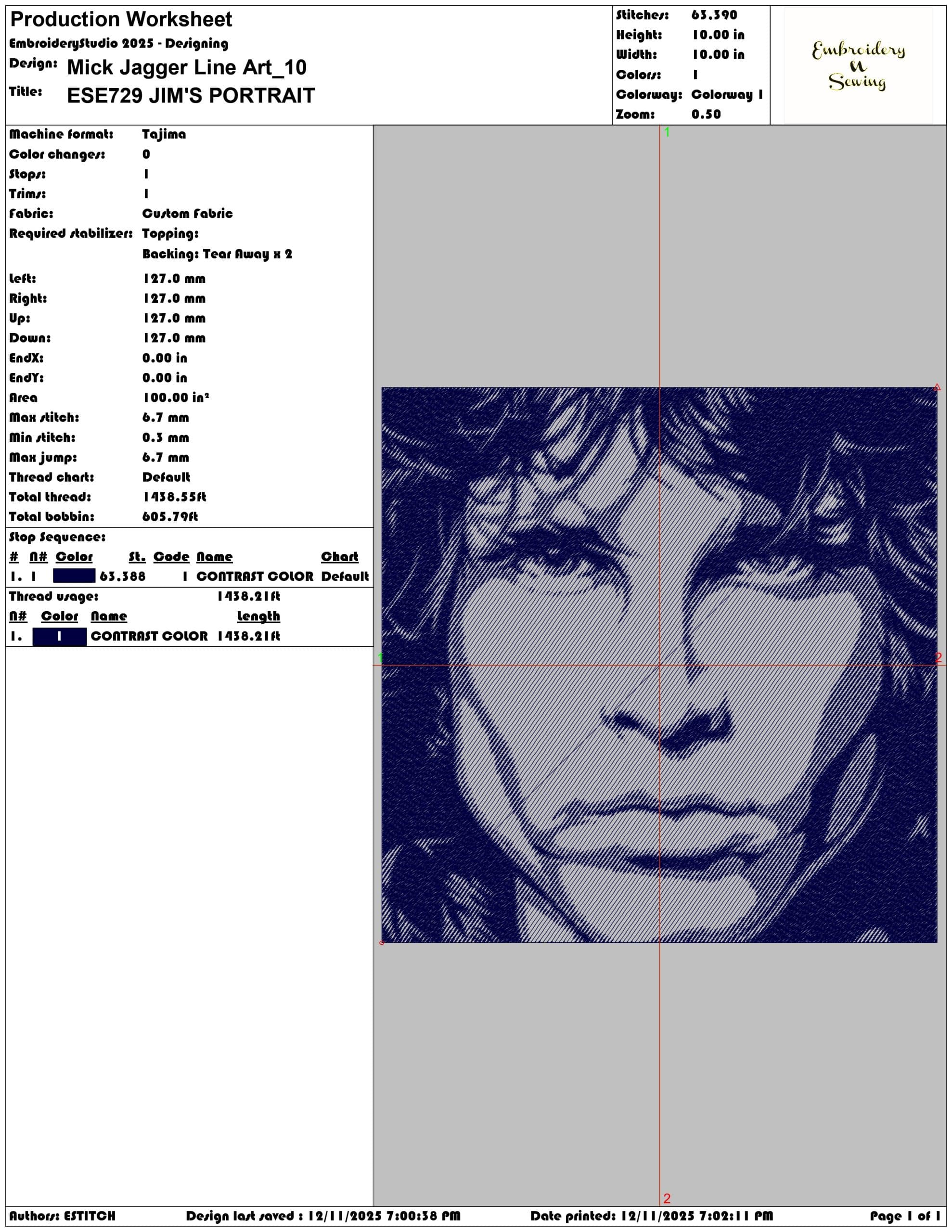 Mick Jagger Line Art- Elegant embroidery design file - instant download — view 3