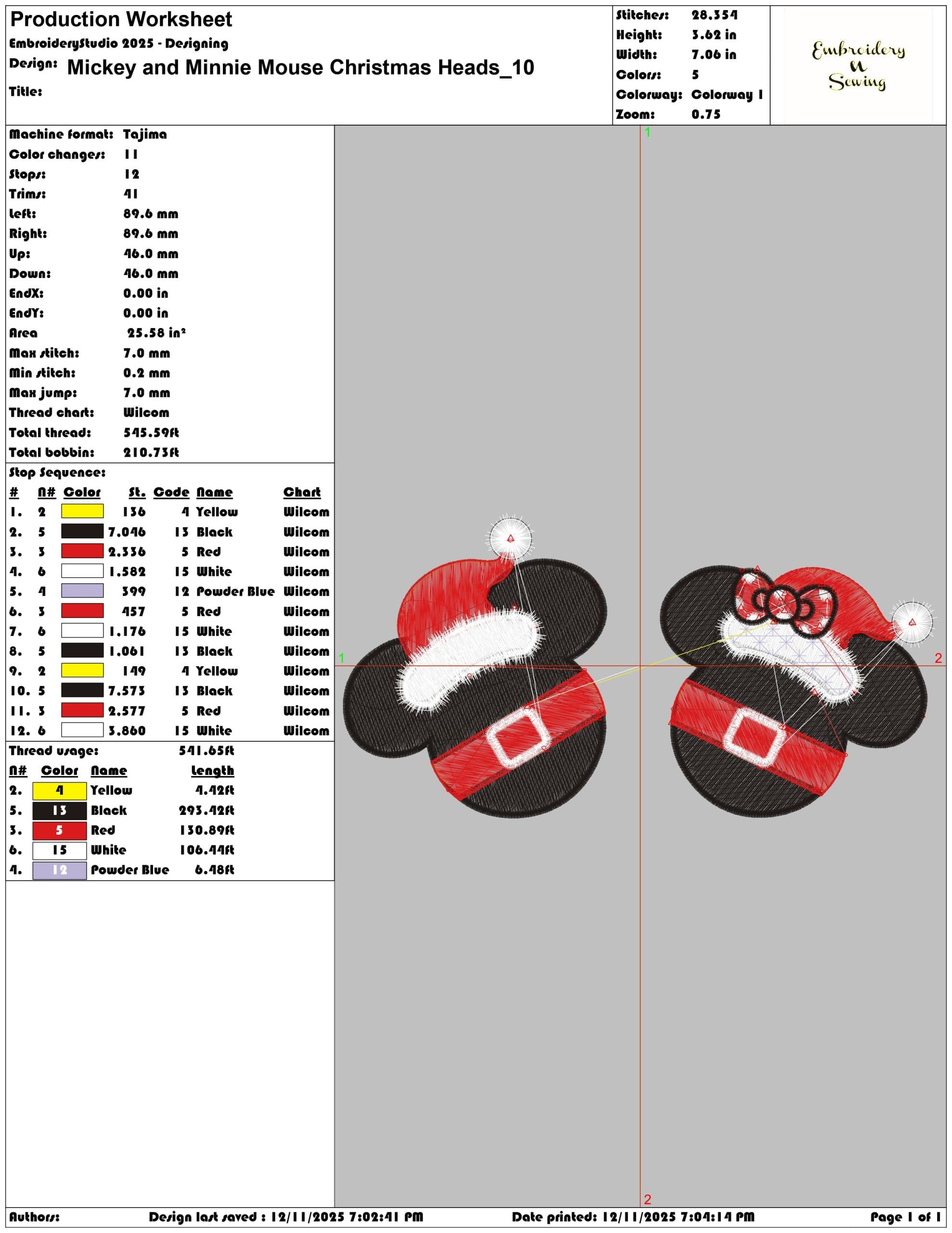 Mickey and Minnie Mouse Christmas Heads- Elegant embroidery design file - instant download — view 3