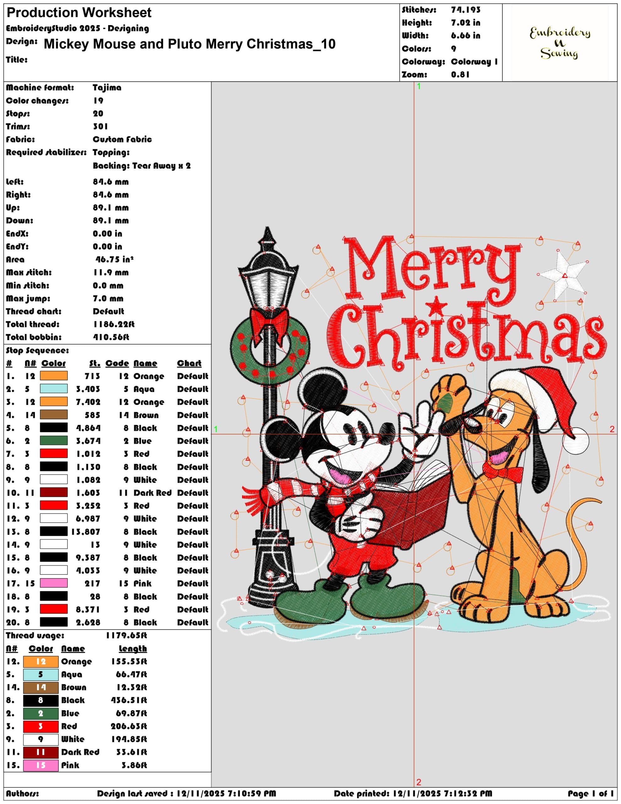 Mickey Mouse and Pluto Merry Christmas- Elegant embroidery design file - instant download — view 3