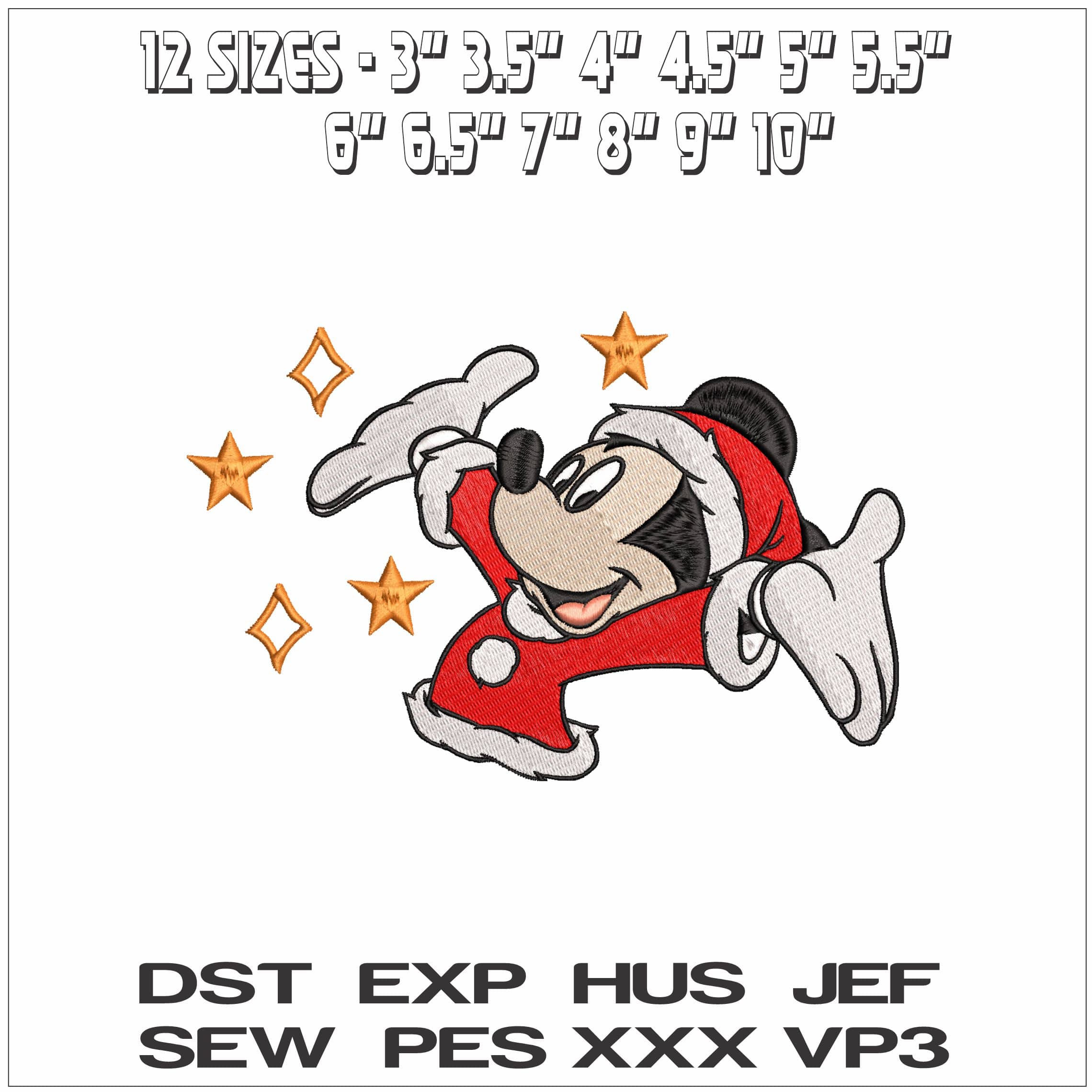 Mickey Mouse as Santa Cheering- Elegant embroidery design file - instant download — view 2