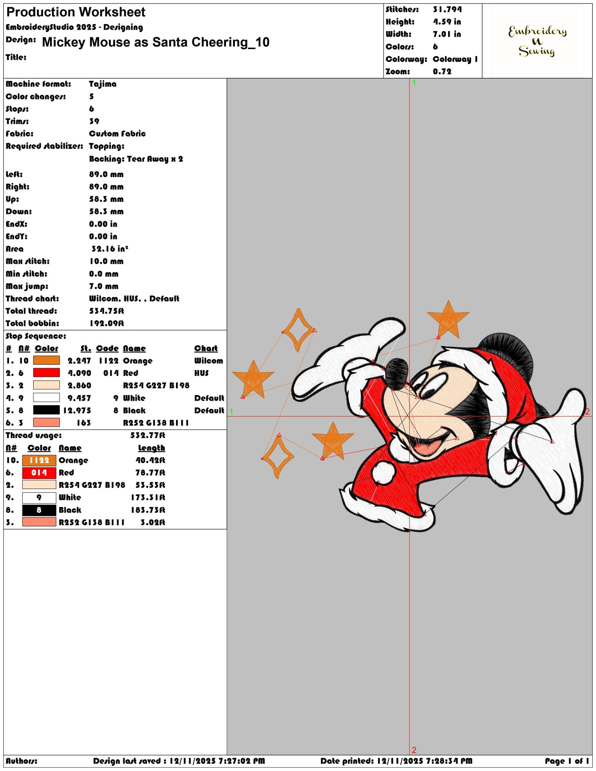 Mickey Mouse as Santa Cheering- Elegant embroidery design file - instant download — view 3