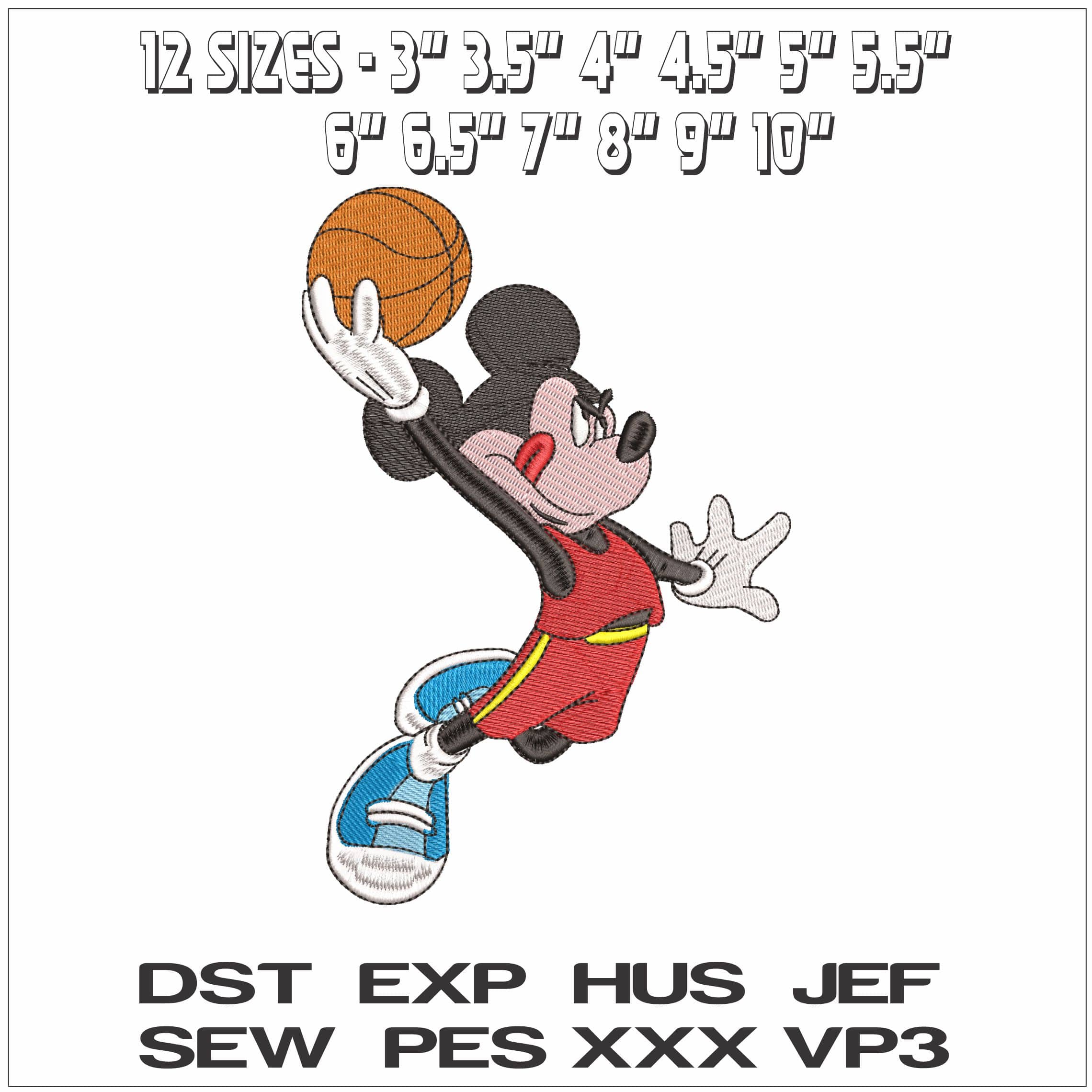 Mickey Mouse Basketball - Elegant embroidery design file - instant download — view 2