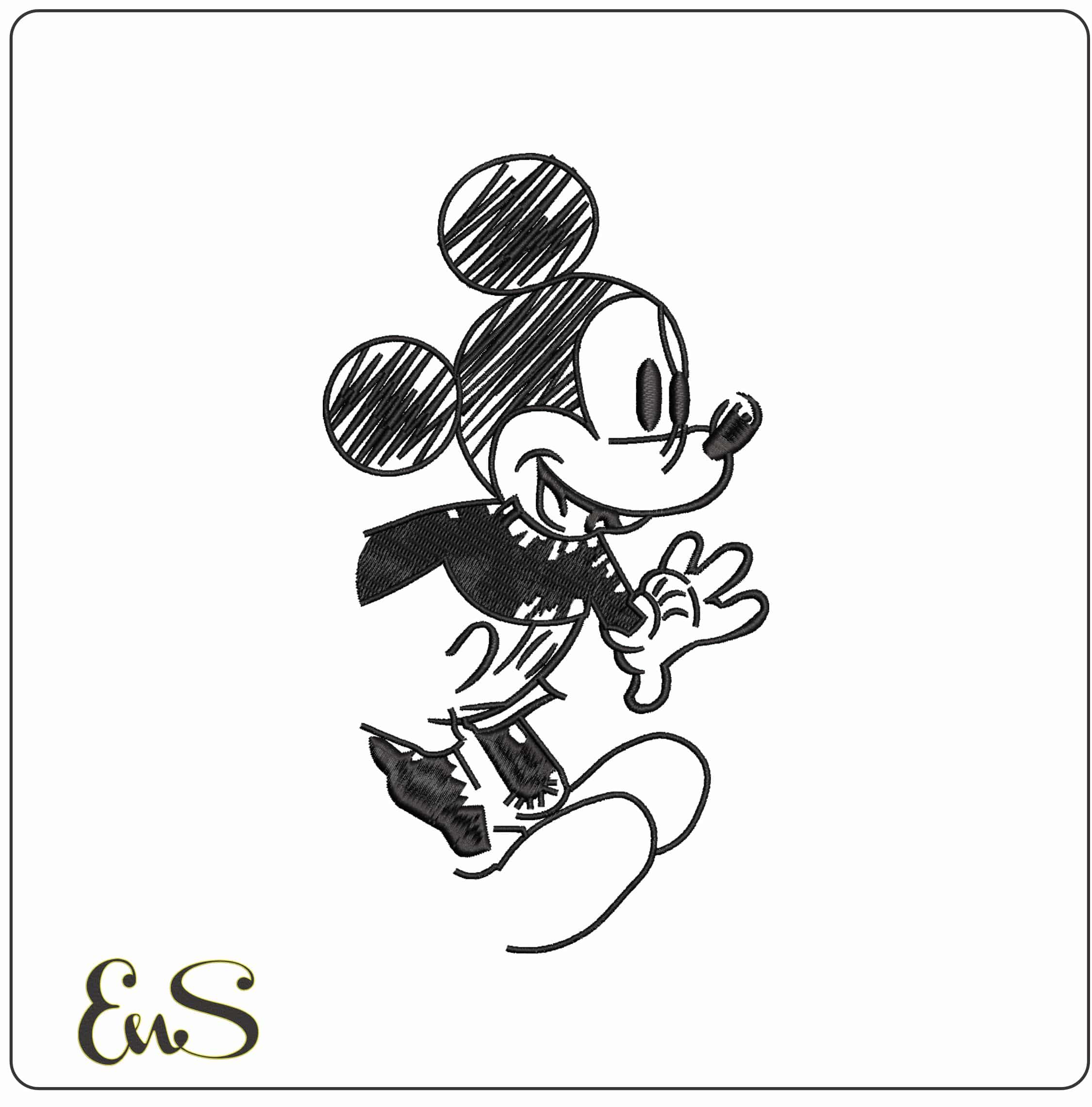 Mickey Mouse original drawing- Elegant embroidery design file - instant download