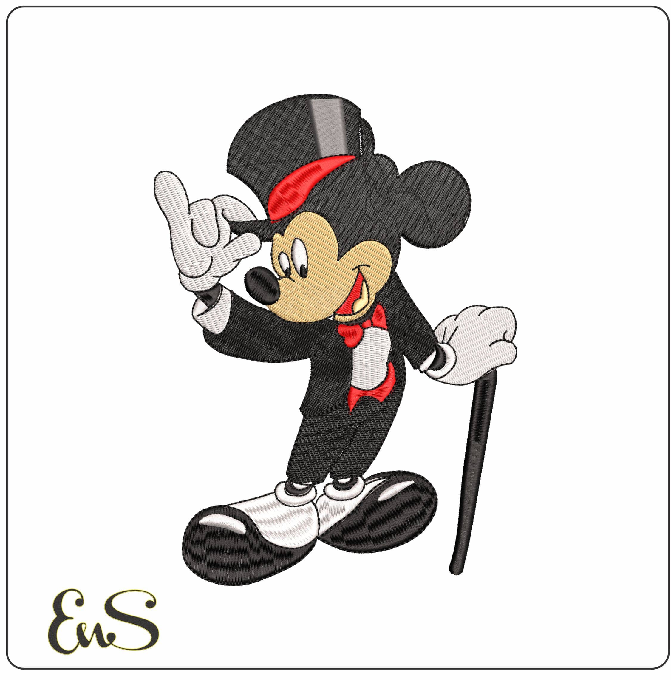Mickey Mouse Top Hat and Tails- Elegant embroidery design file - instant download