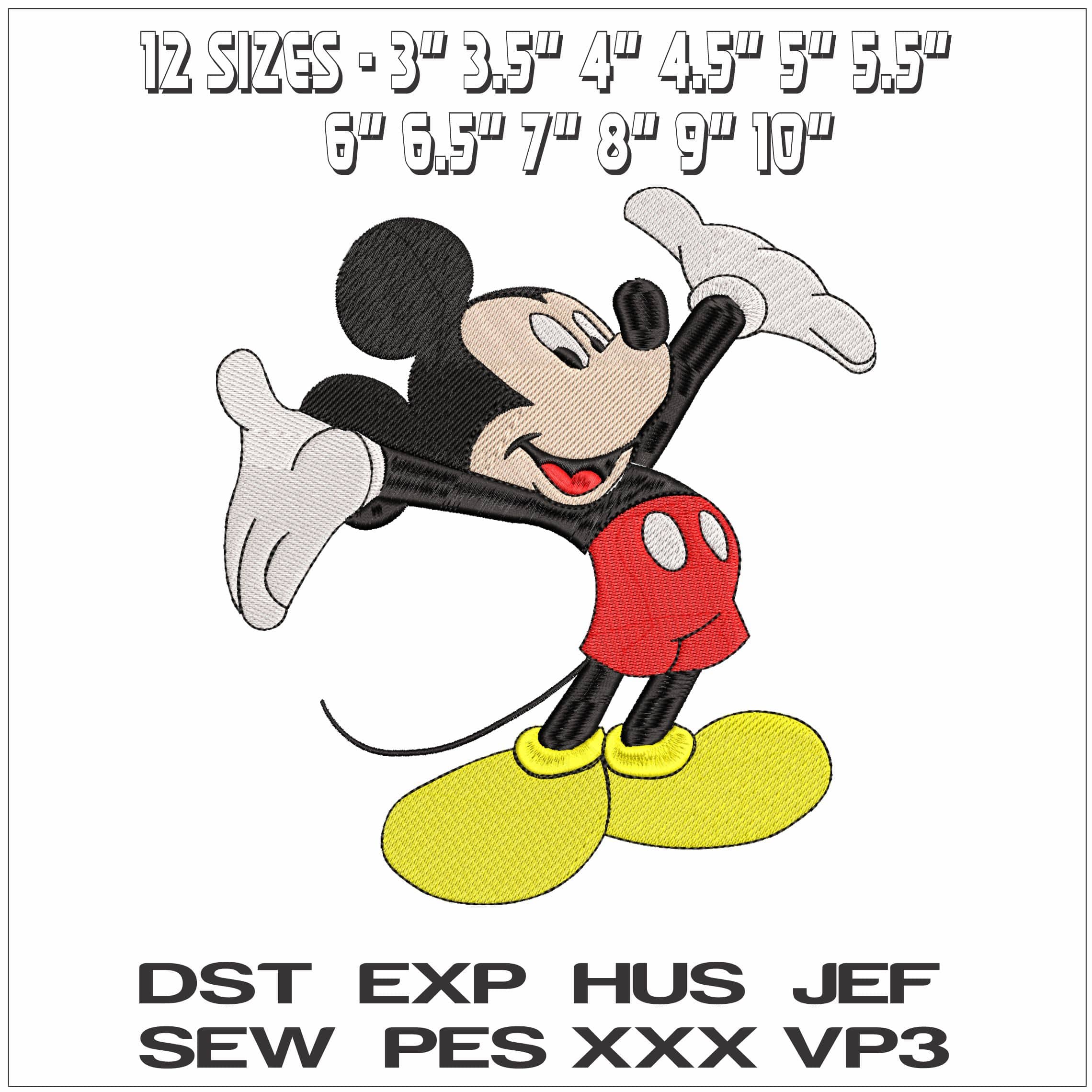 Mikey Mouse Cheering- Elegant embroidery design file - instant download — view 2