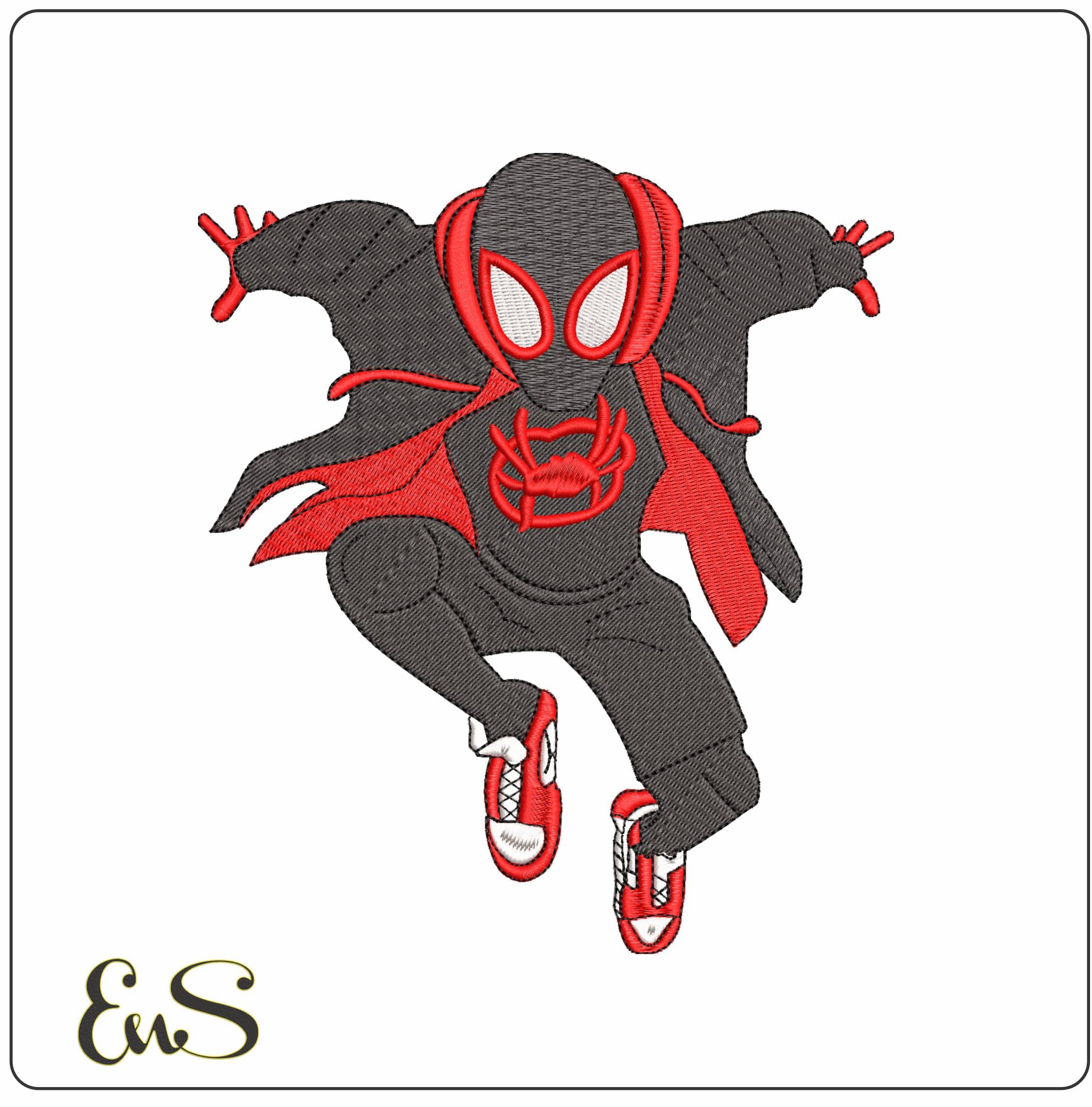 Miles Morales Spiderman- Elegant embroidery design file - instant download