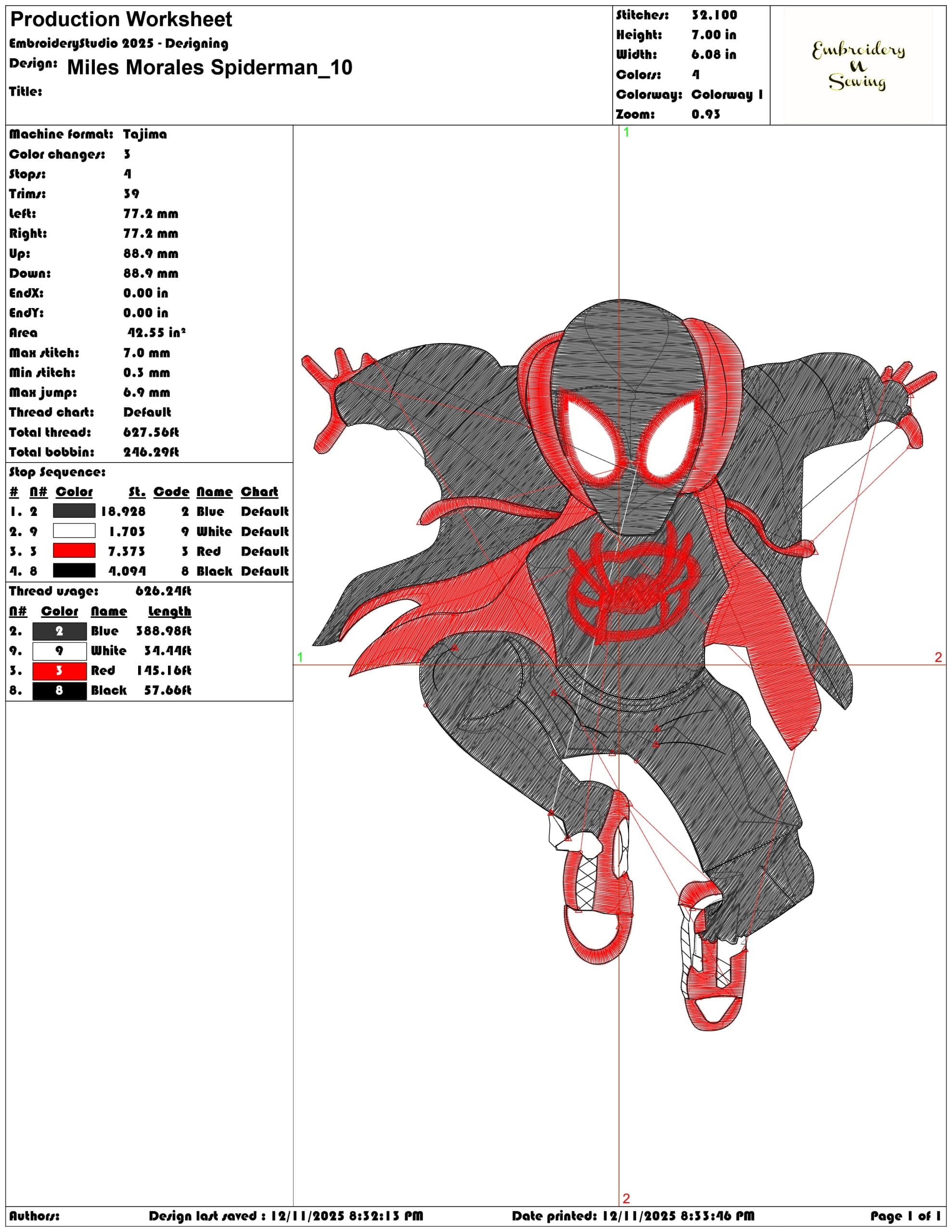 Miles Morales Spiderman- Elegant embroidery design file - instant download — view 3