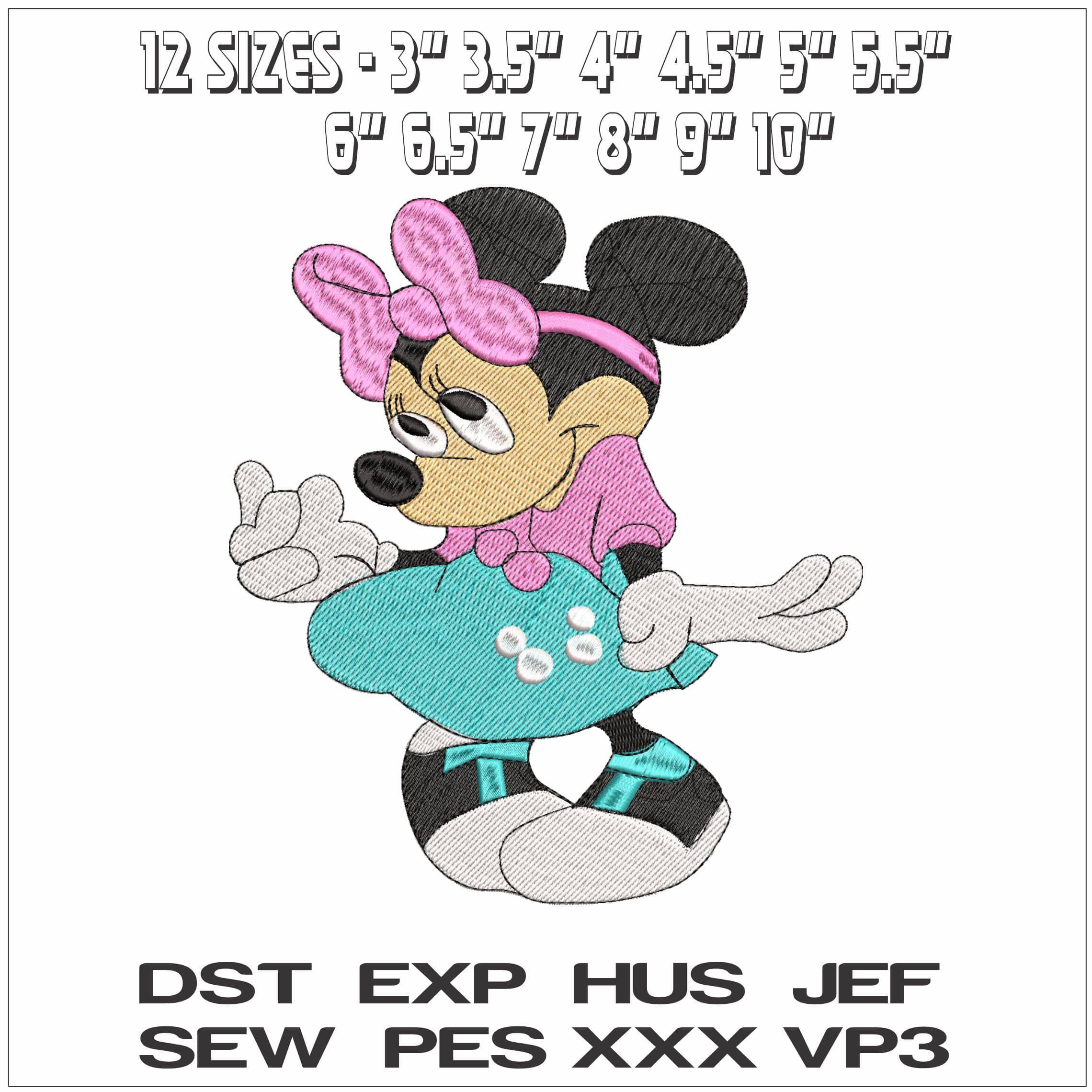 Minnie Mouse Coy Look embroidery design file - instant download — view 2