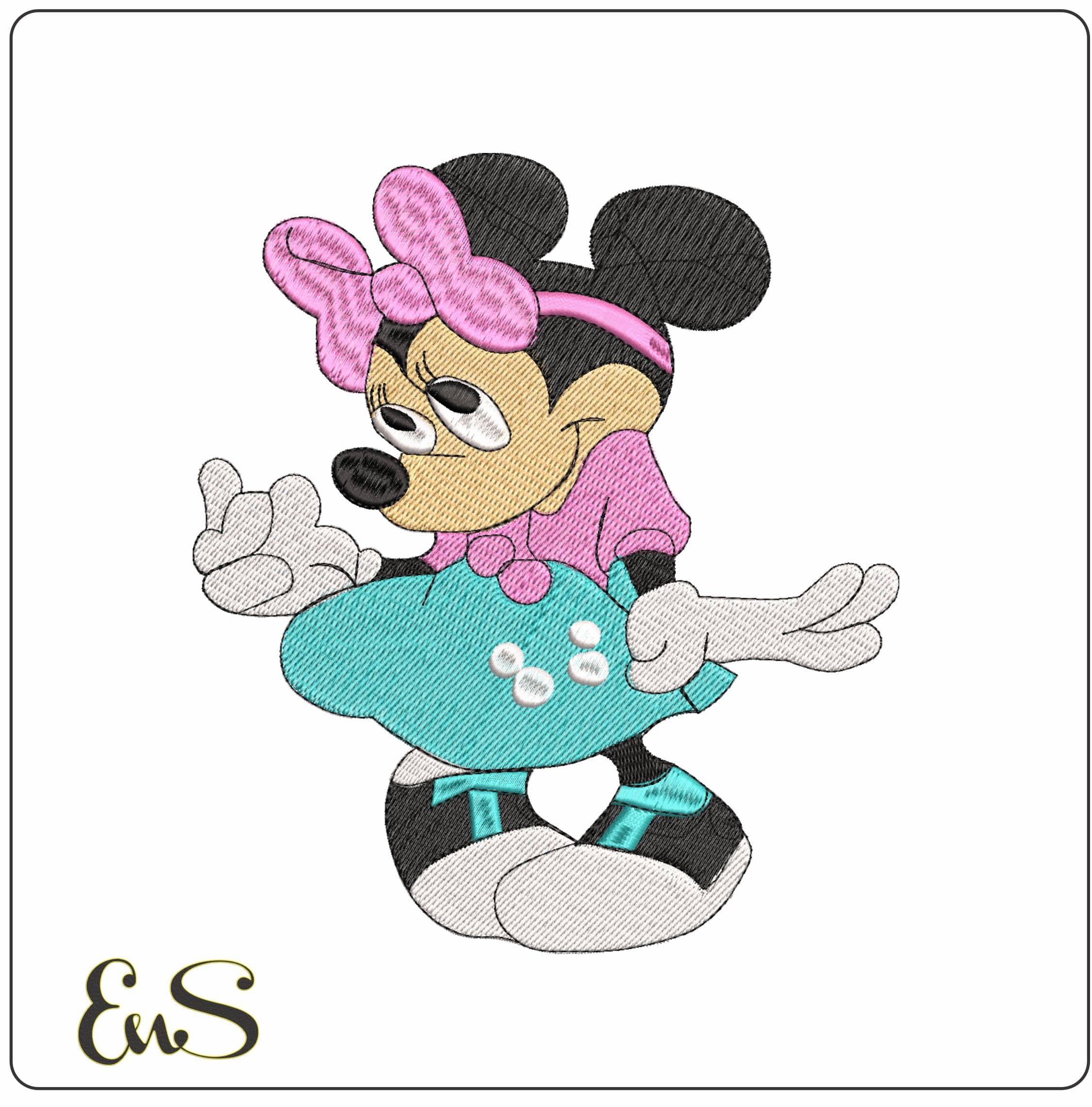 Minnie Mouse Coy Look embroidery design file - instant download