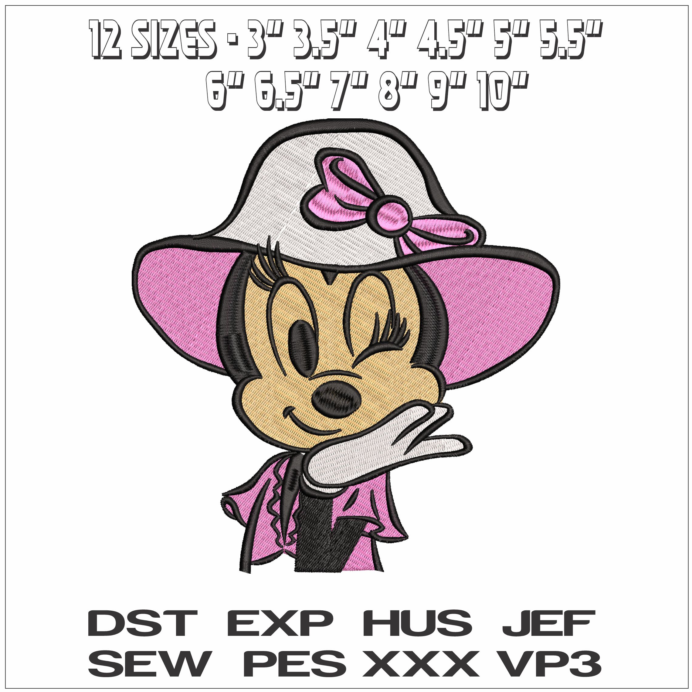 Minnie Mouse With Summer Hat- Elegant embroidery design file - instant download — view 2