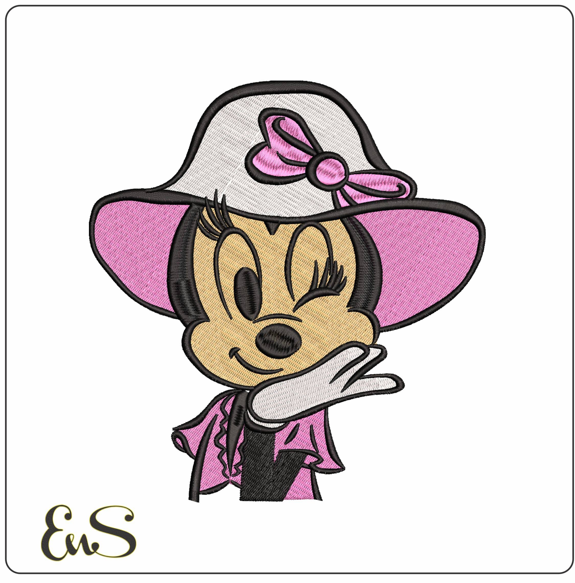Minnie Mouse With Summer Hat- Elegant embroidery design file - instant download