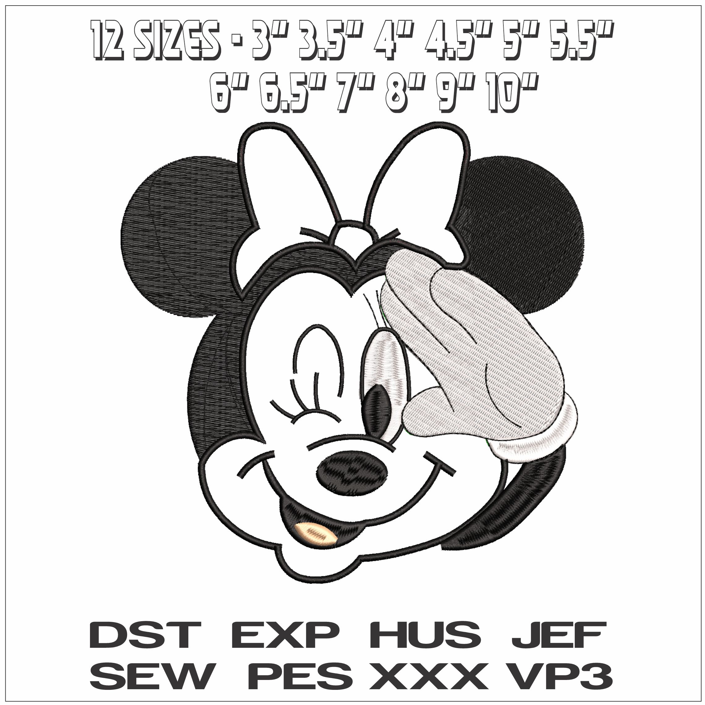 Minniw Mouse Face Applique- Elegant embroidery design file - instant download — view 2