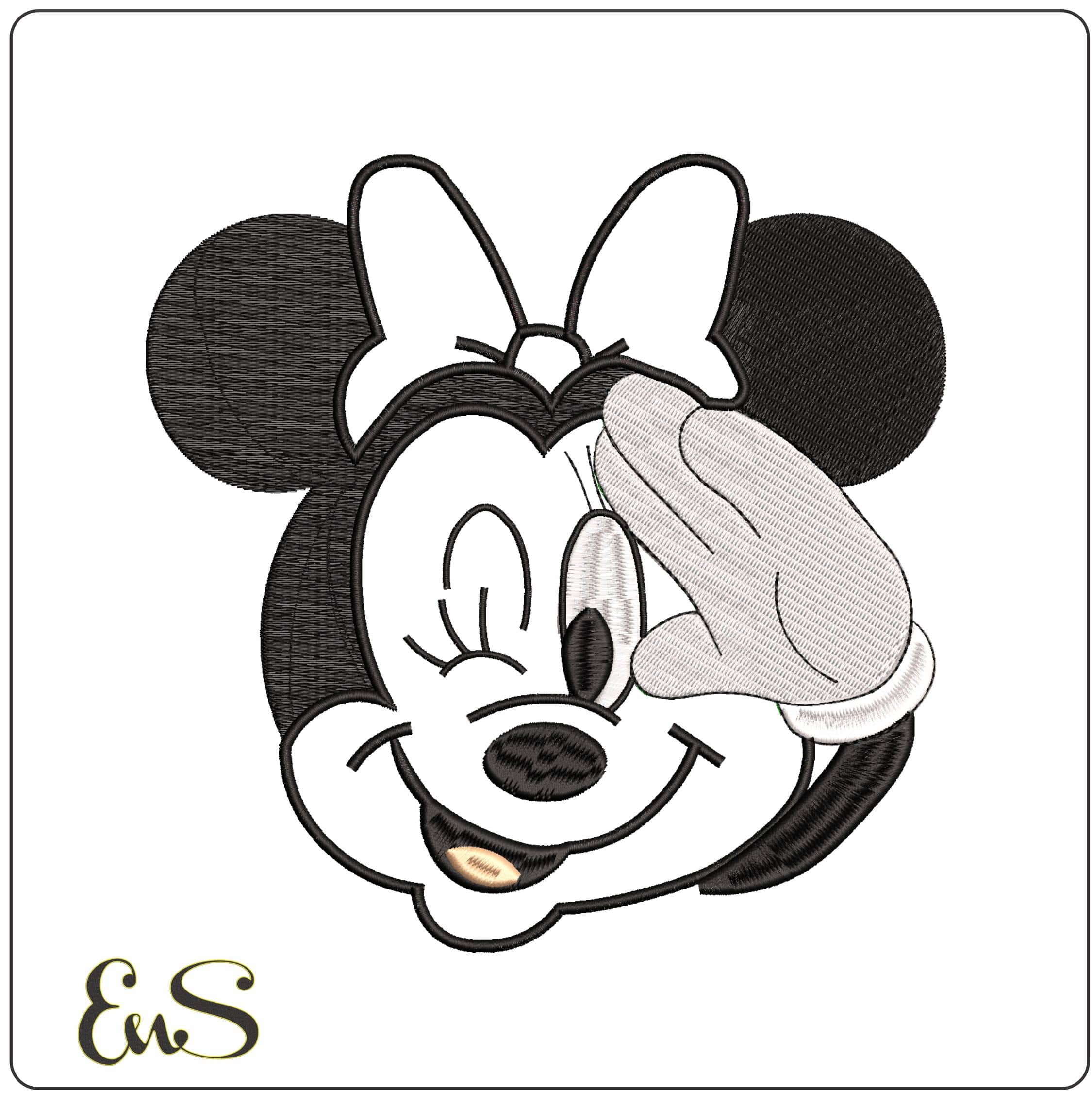 Minniw Mouse Face Applique- Elegant embroidery design file - instant download