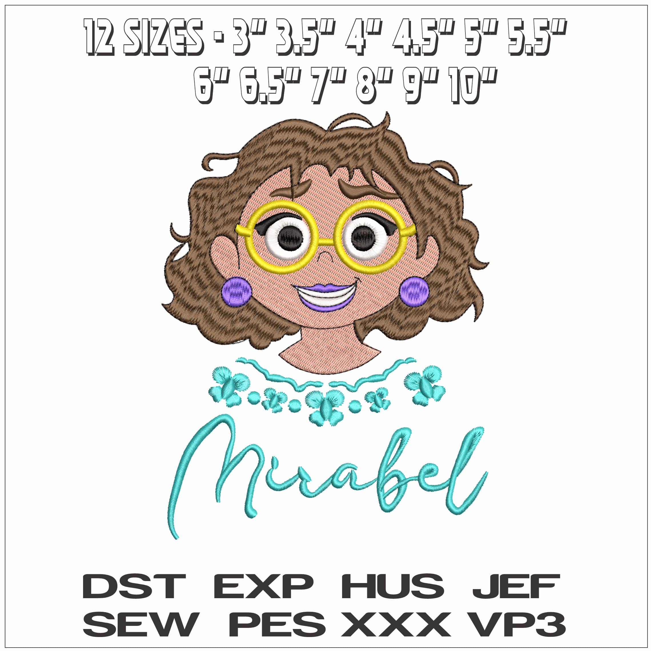 Mirabel Madrigal Head Encanto- Elegant embroidery design file - instant download — view 2