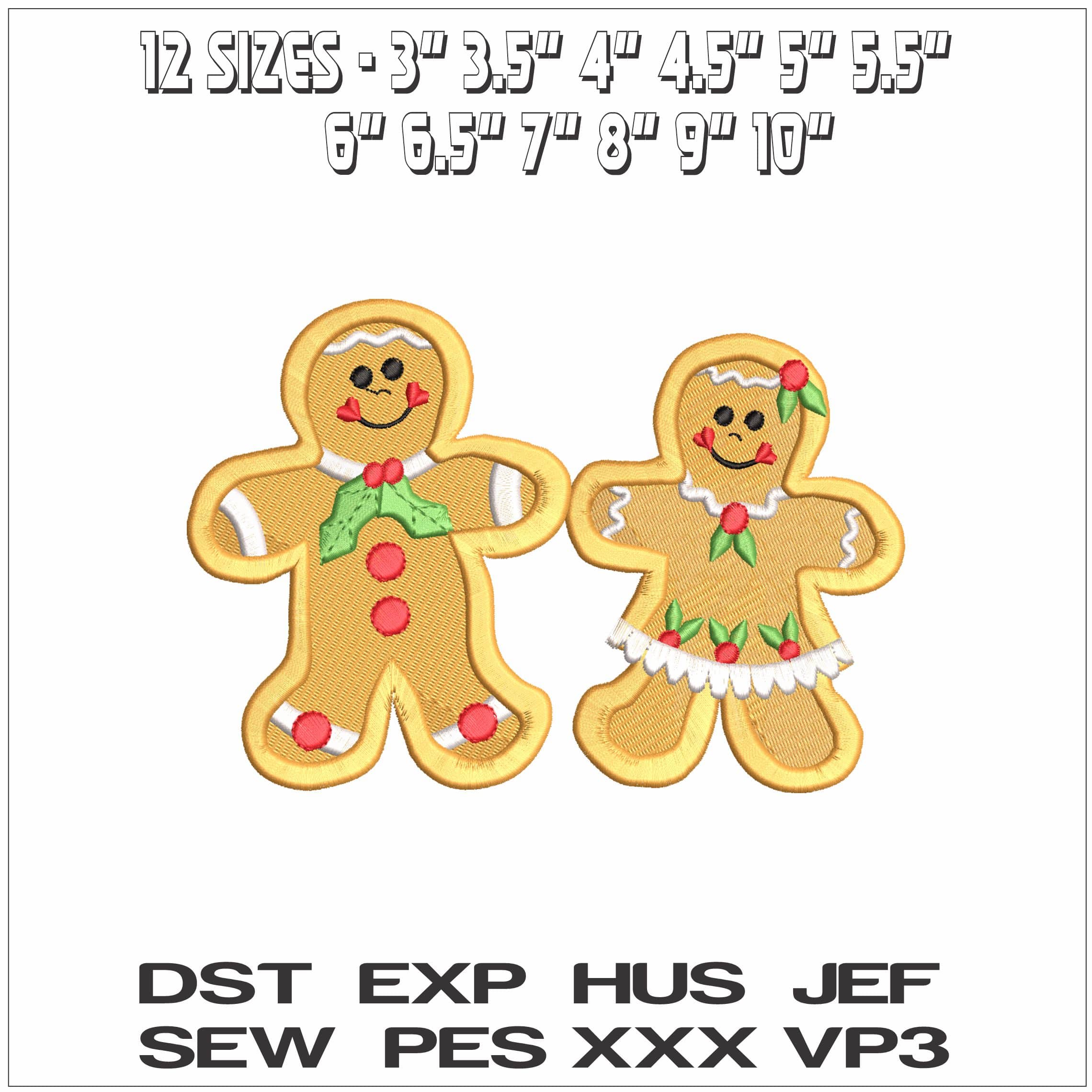 Mr and Mrs Gingerbread - Elegant embroidery design file - instant download — view 2