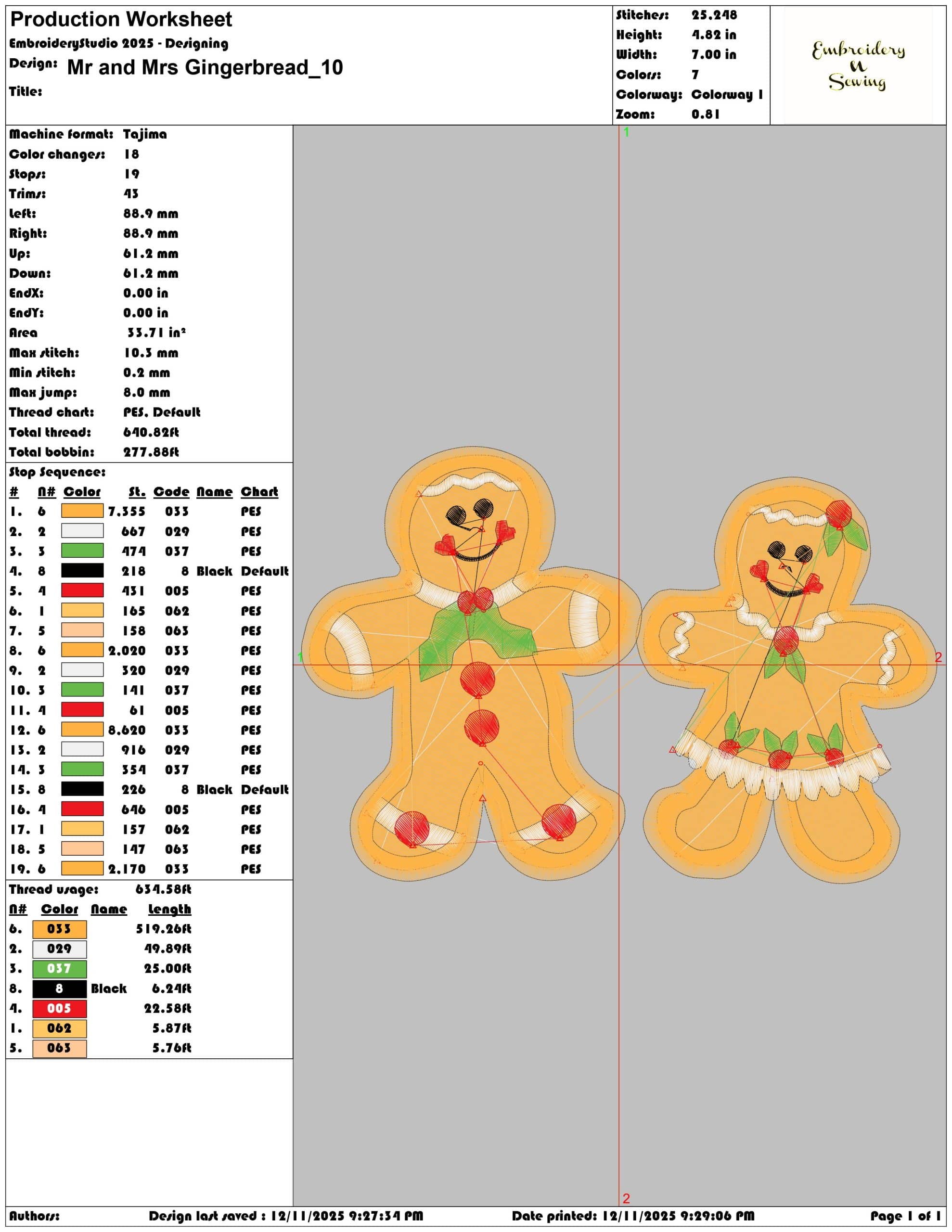 Mr and Mrs Gingerbread - Elegant embroidery design file - instant download — view 3