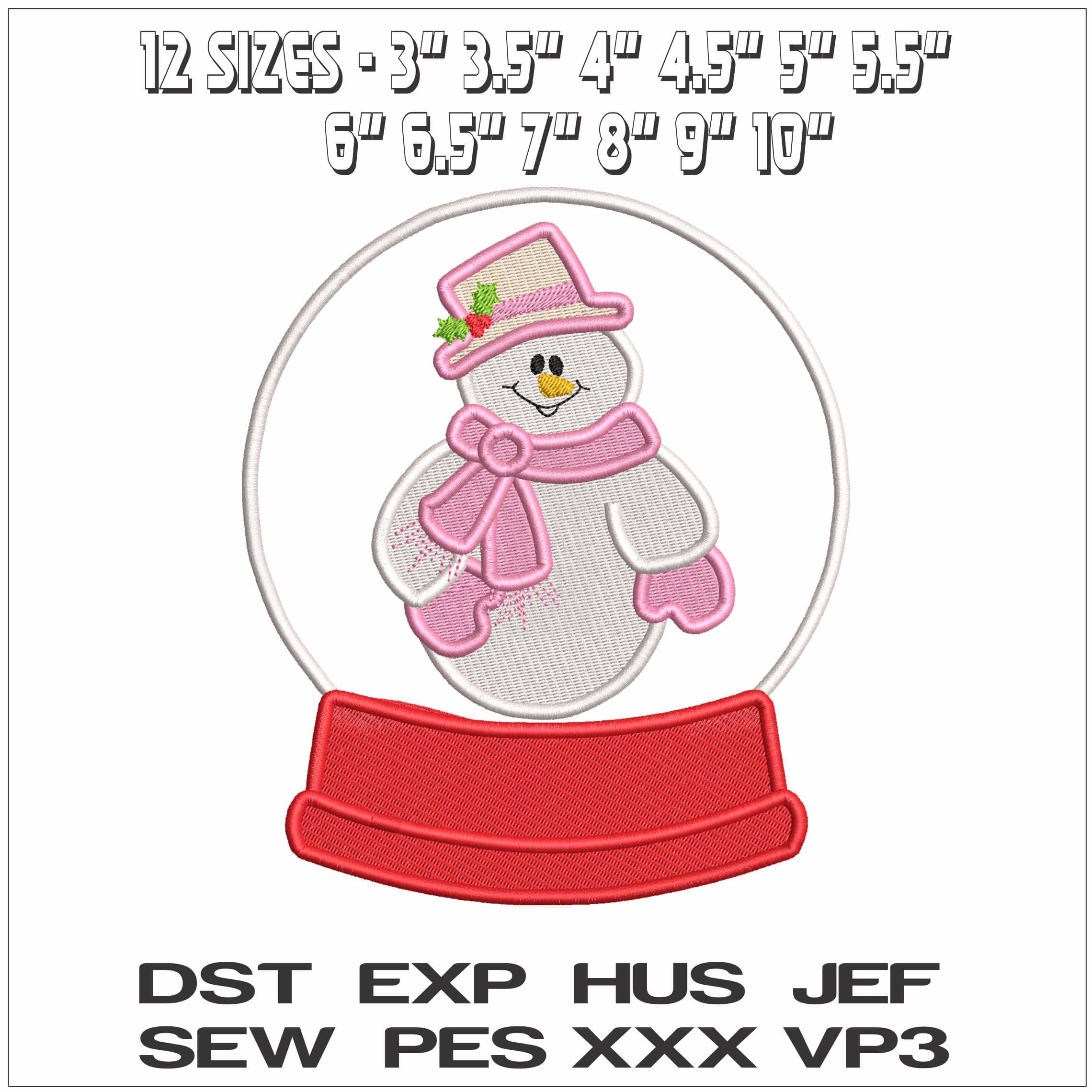 Mrs Snowman in Snow Globe- Elegant embroidery design file - instant download — view 2