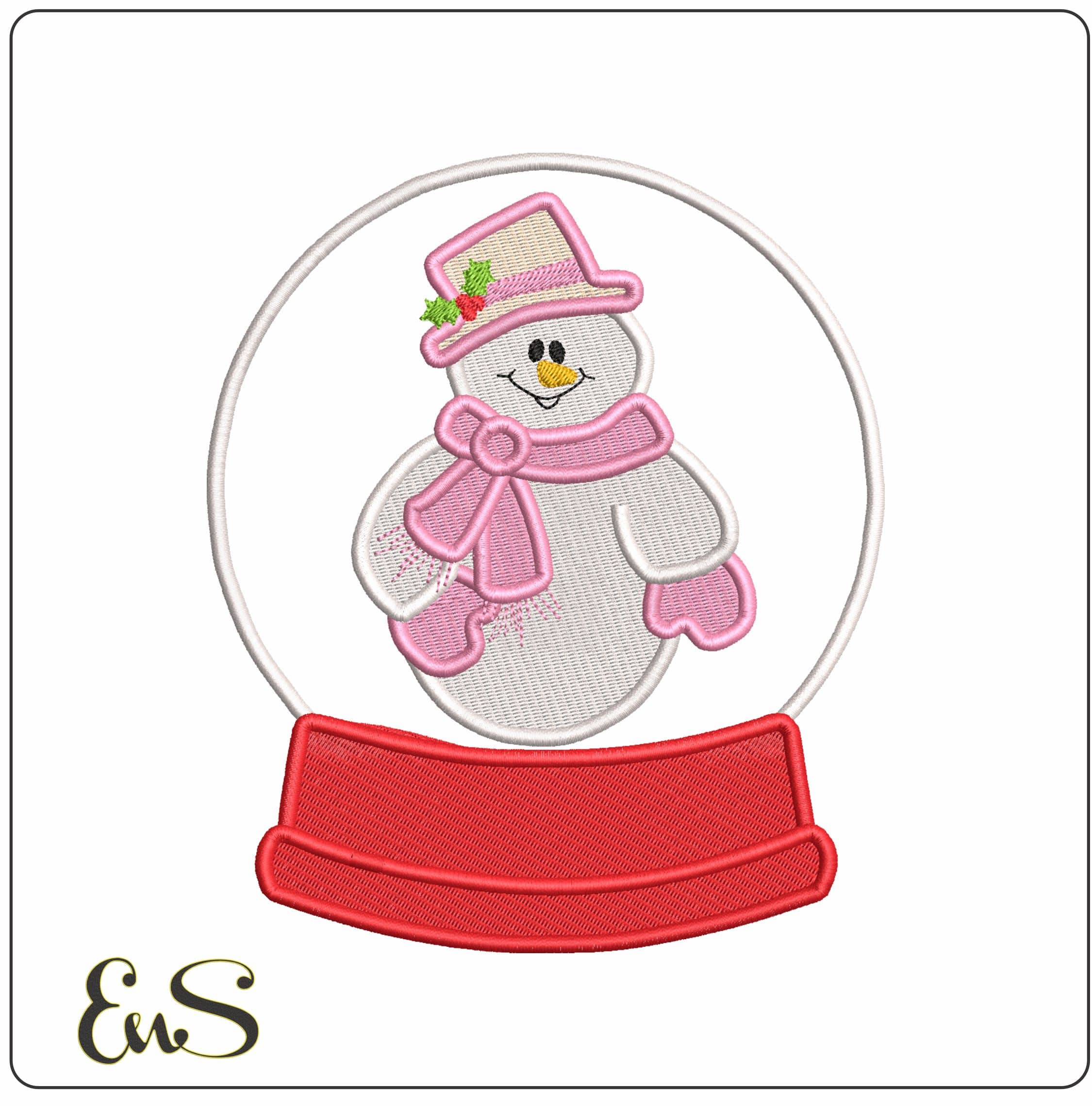 Mrs Snowman in Snow Globe- Elegant embroidery design file - instant download