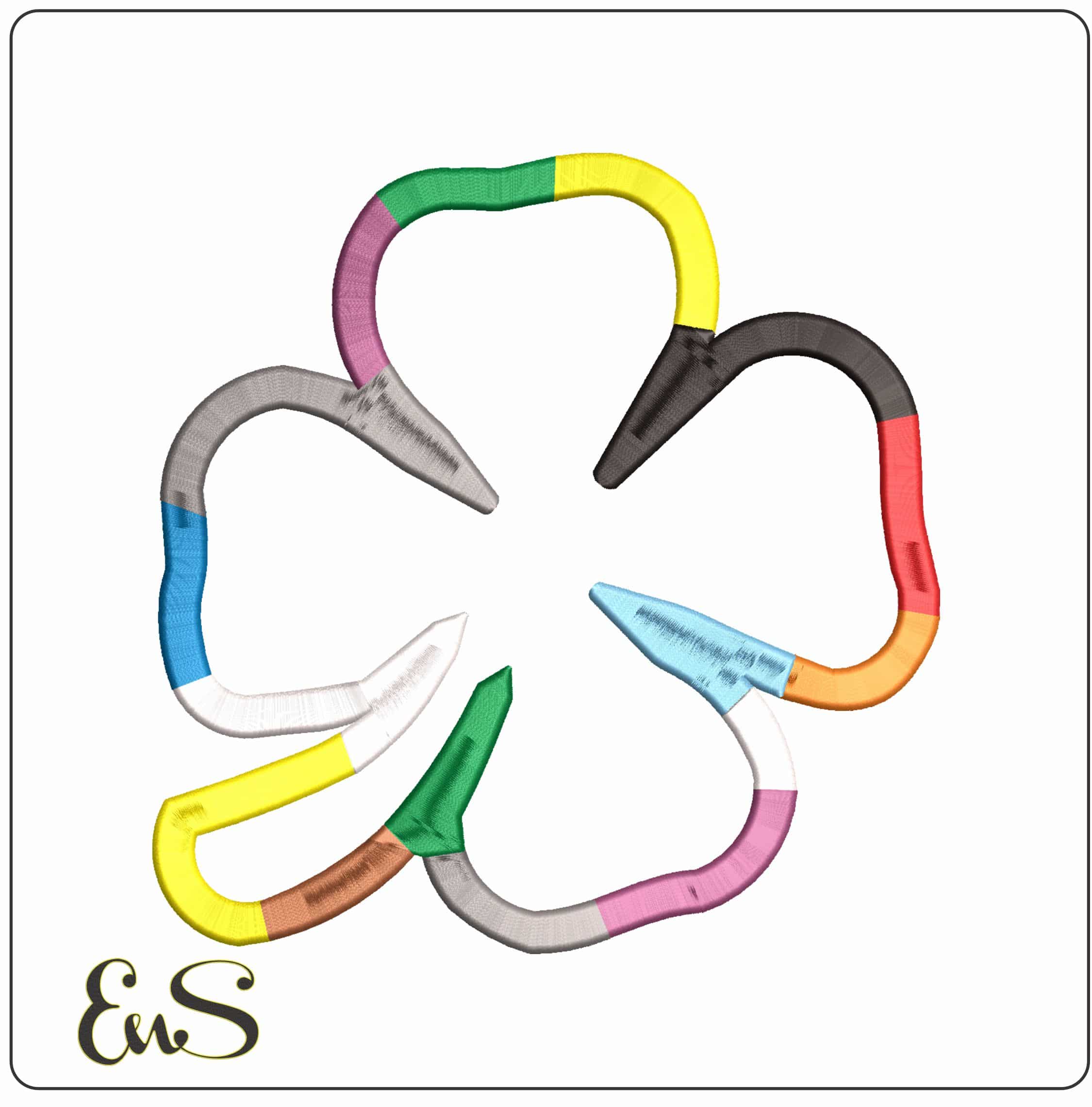 Multi Color 4 Leaf Clover- Elegant embroidery design file - instant download