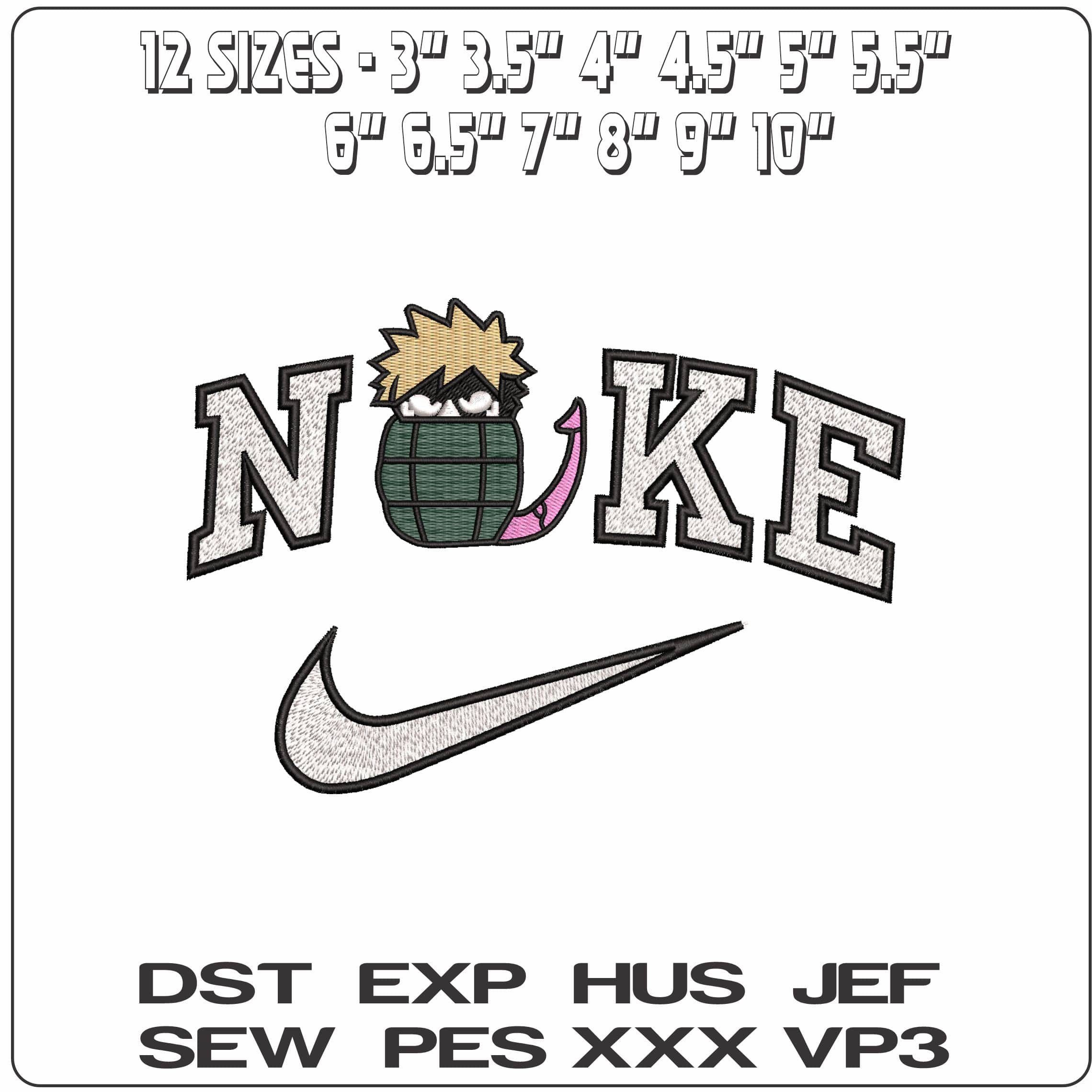 Nike My Hero Academia Logo Anime- Elegant embroidery design file - instant download — view 2