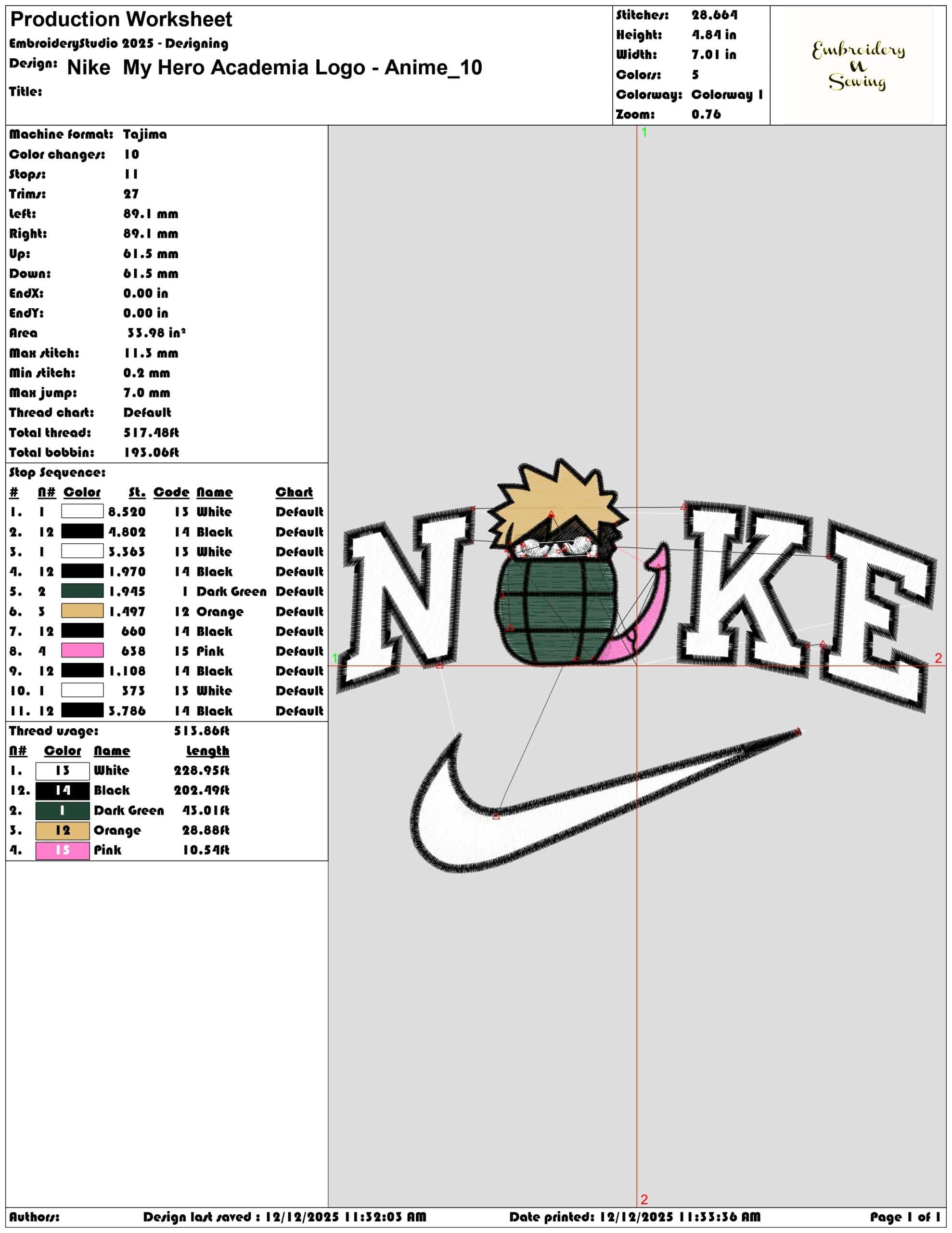 Nike My Hero Academia Logo Anime- Elegant embroidery design file - instant download — view 3