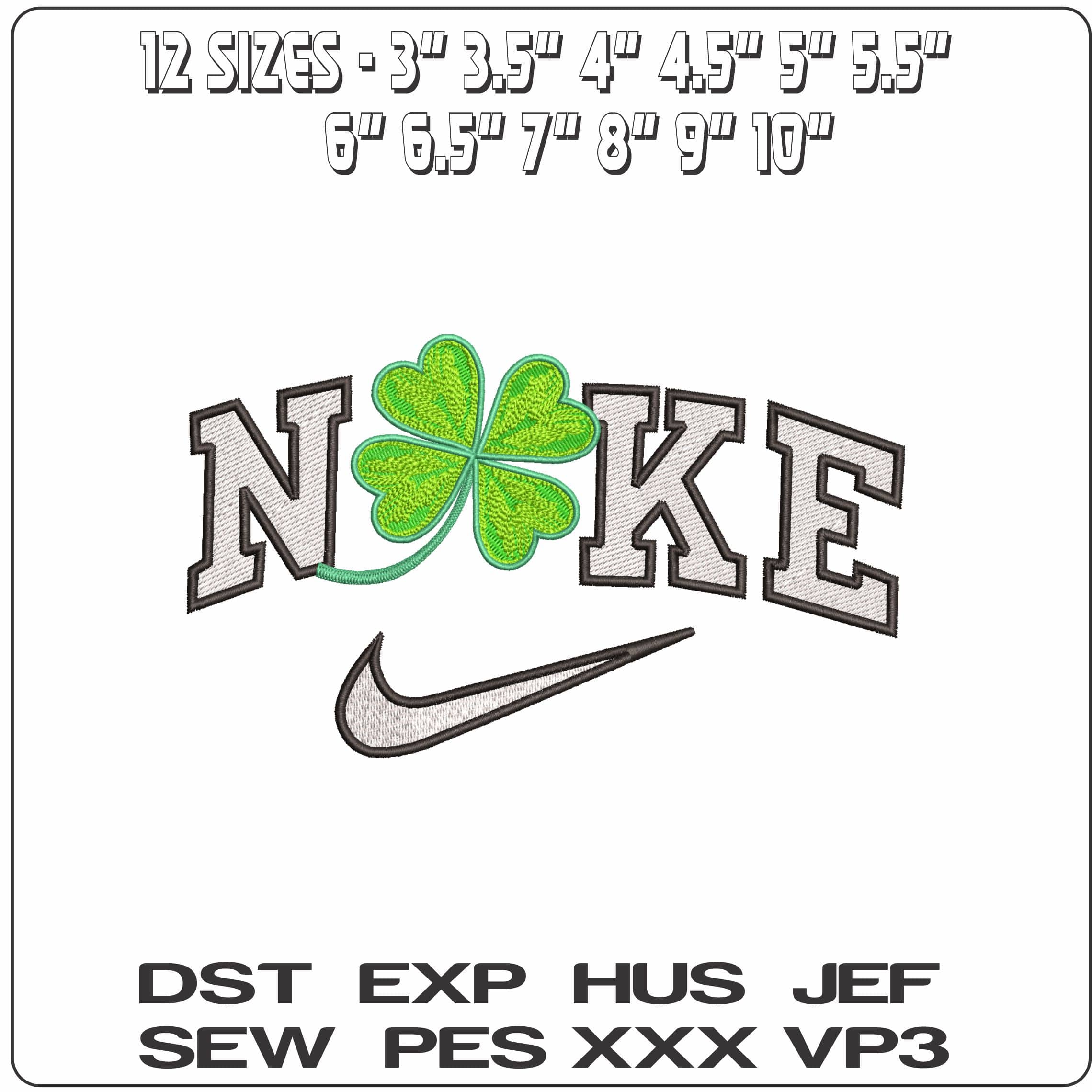 Nike 4 Leaf clover with stem- Elegant embroidery design file - instant download — view 2