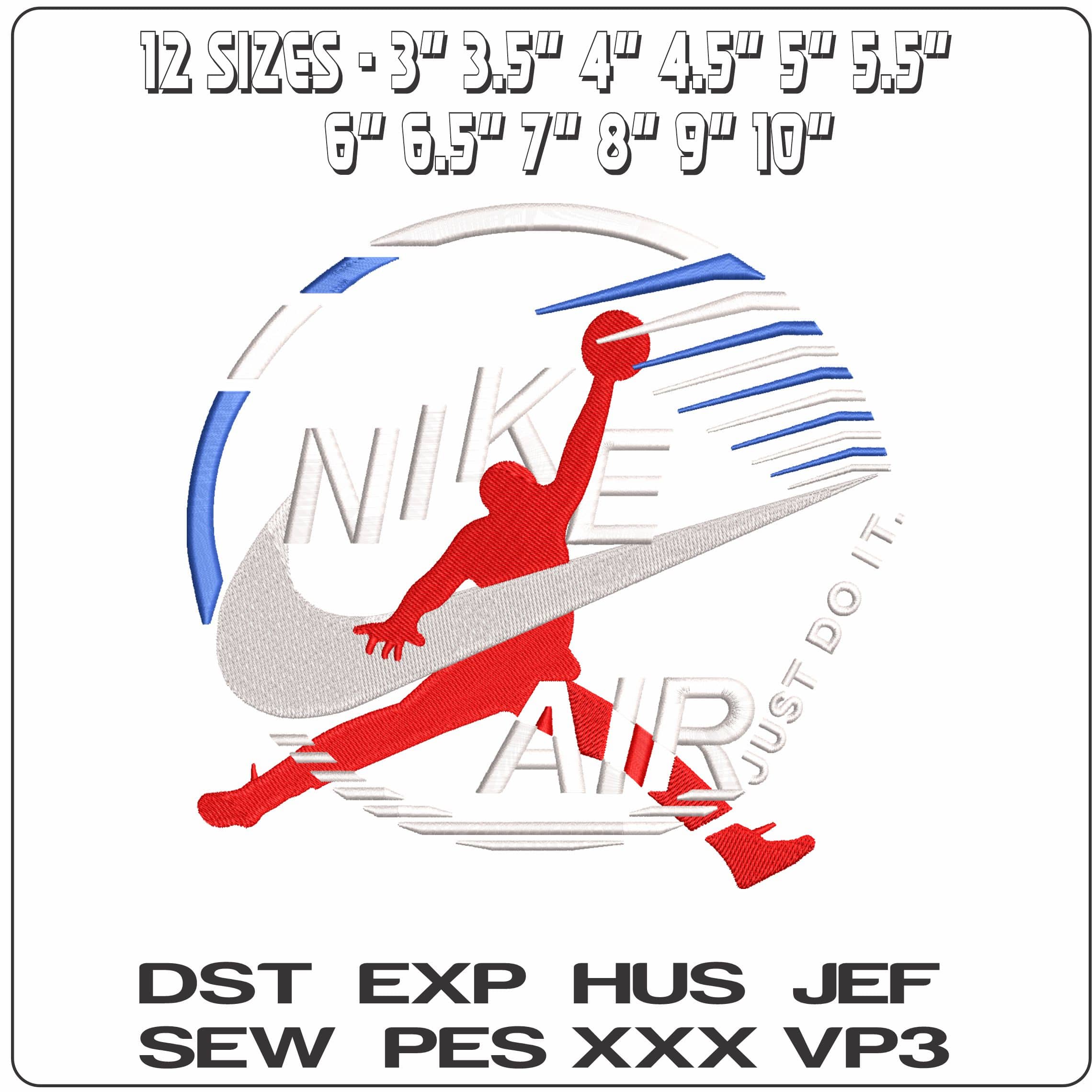 Nike Air Jordan Just Do It- Elegant embroidery design file - instant download — view 2