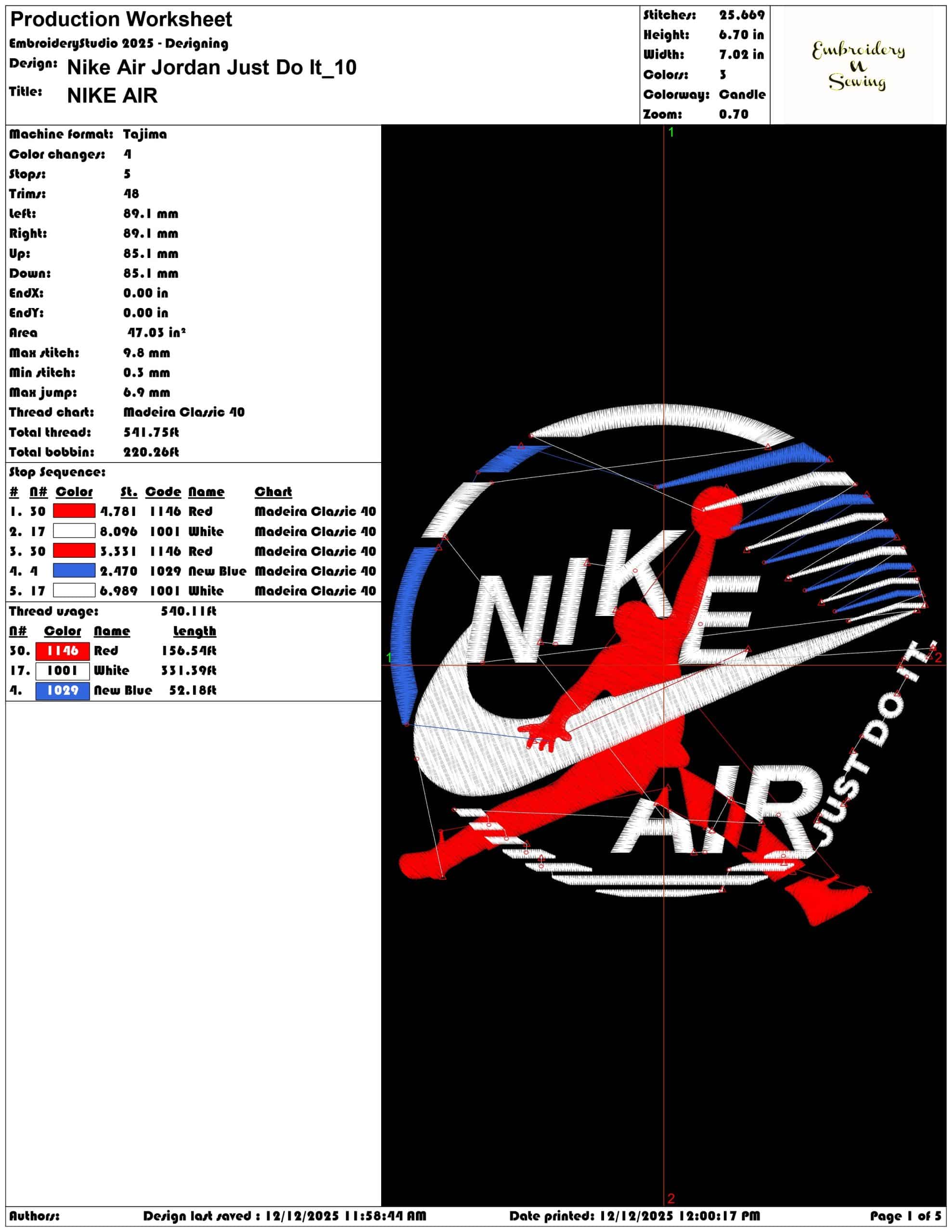 Nike Air Jordan Just Do It- Elegant embroidery design file - instant download — view 3