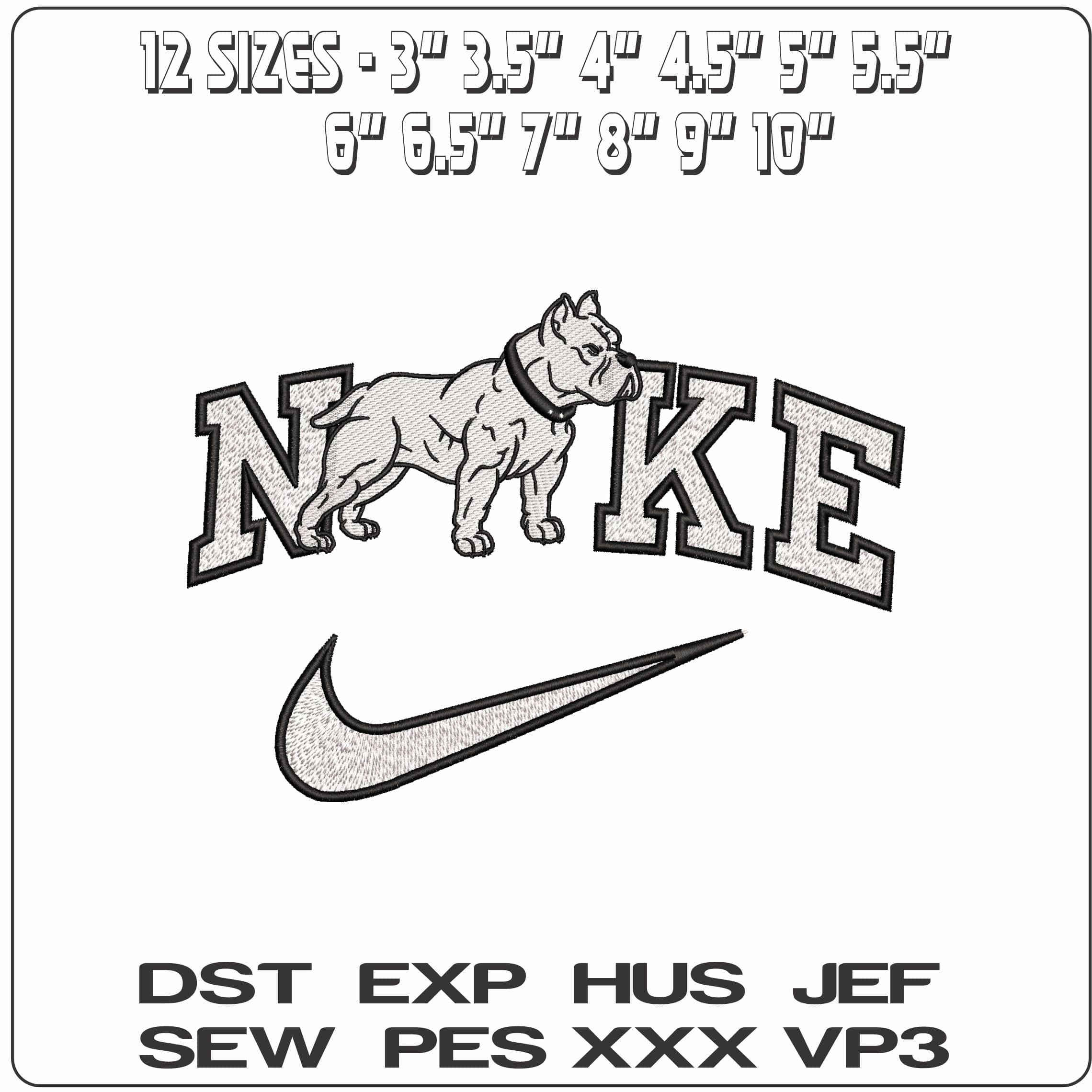 Nike American Bully Dog- Elegant embroidery design file - instant download — view 2