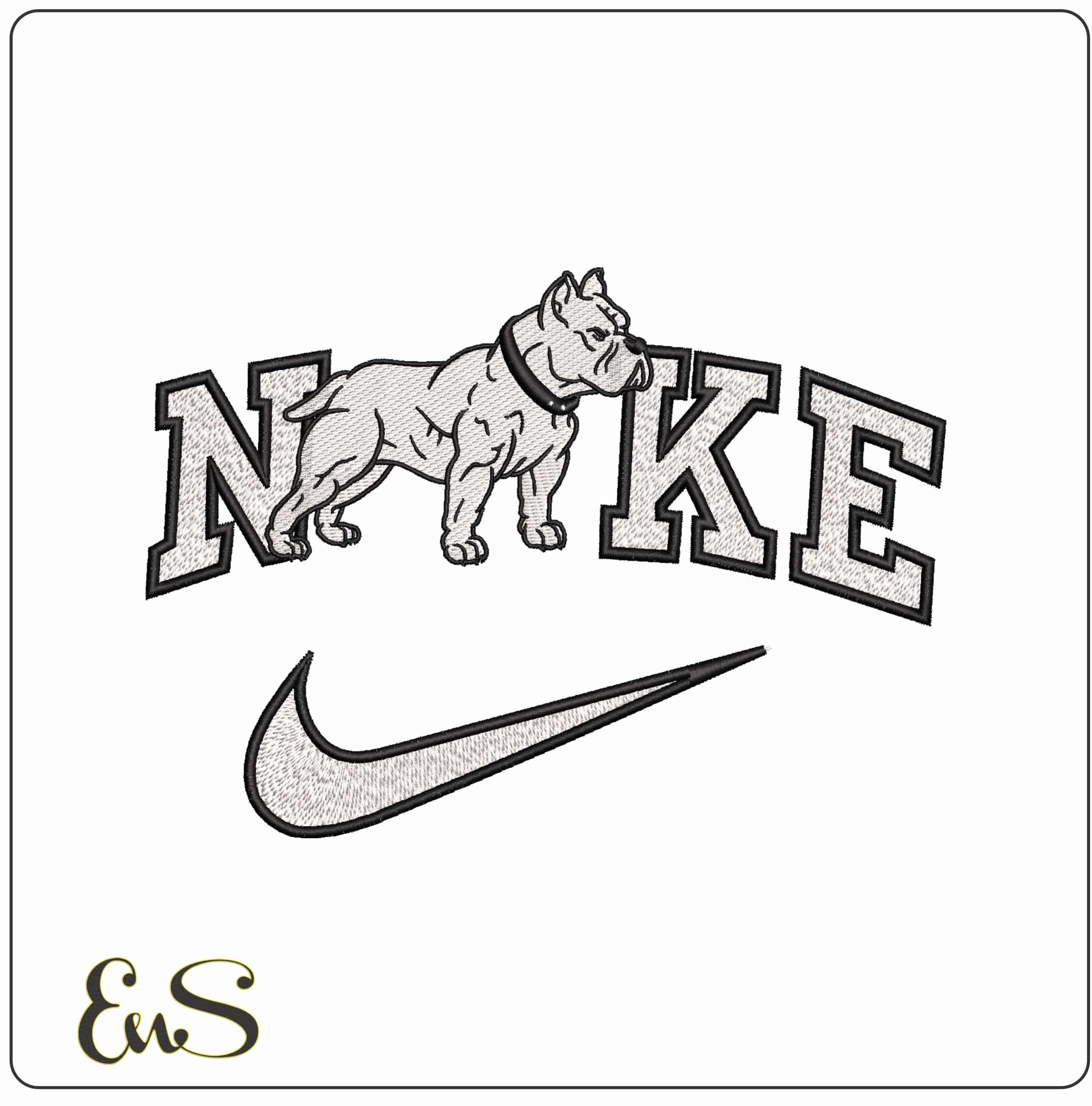 Nike American Bully Dog- Elegant embroidery design file - instant download