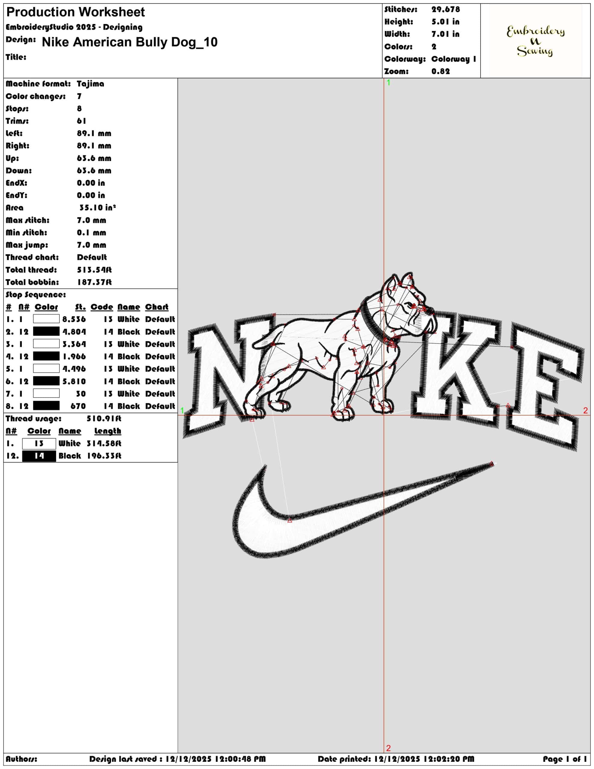 Nike American Bully Dog- Elegant embroidery design file - instant download — view 3