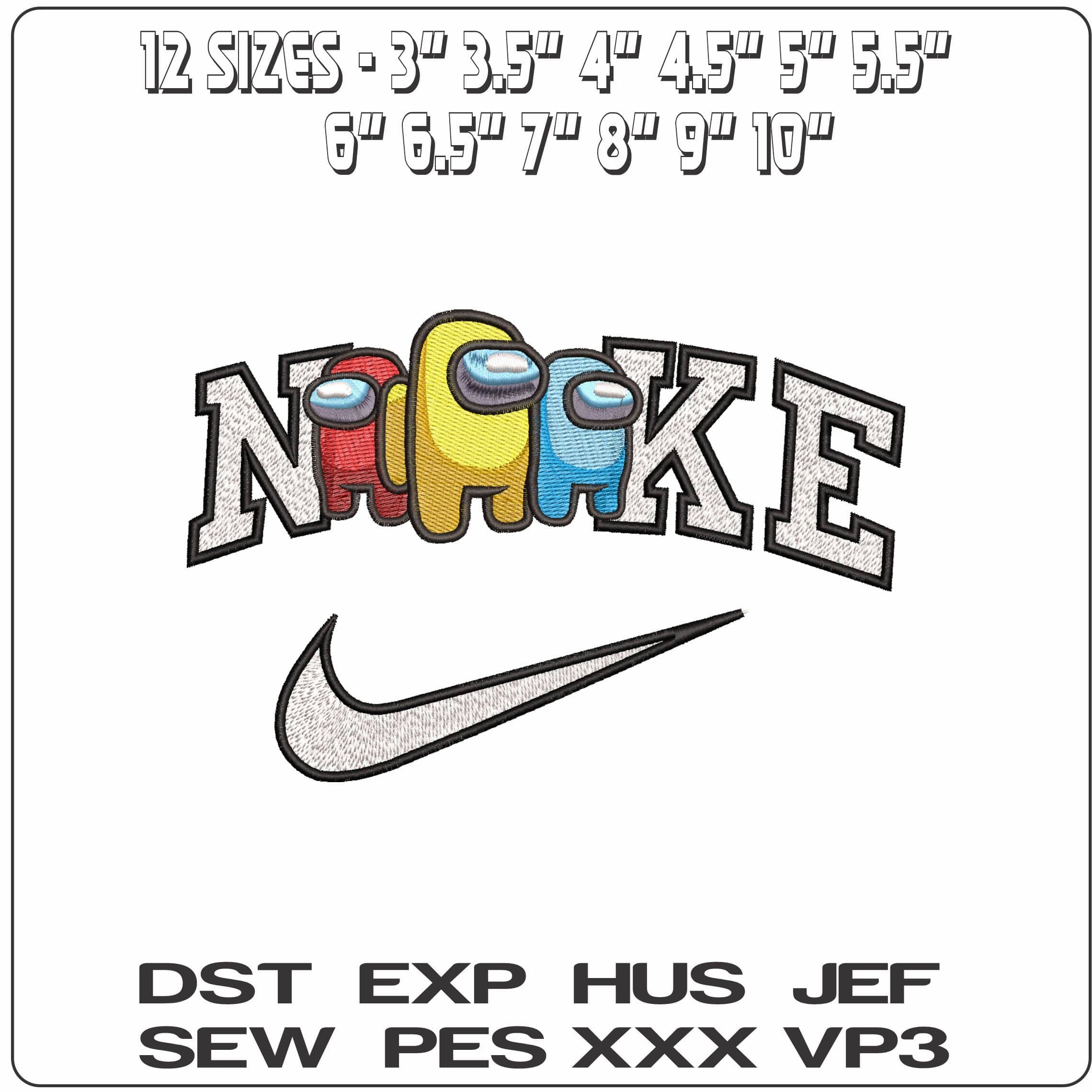 Nike Among Us triple- Elegant embroidery design file - instant download — view 2
