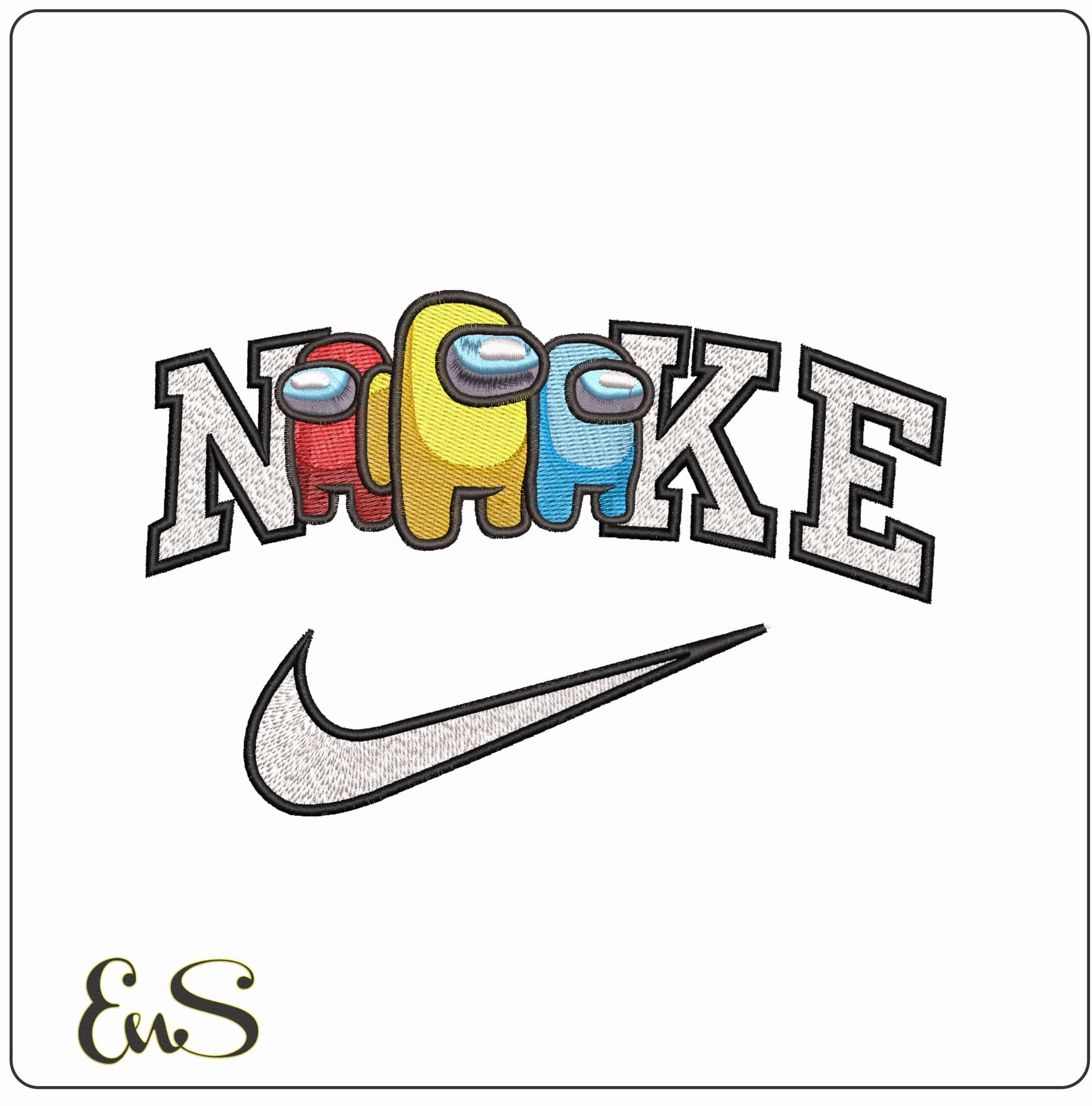 Nike Among Us triple- Elegant embroidery design file - instant download