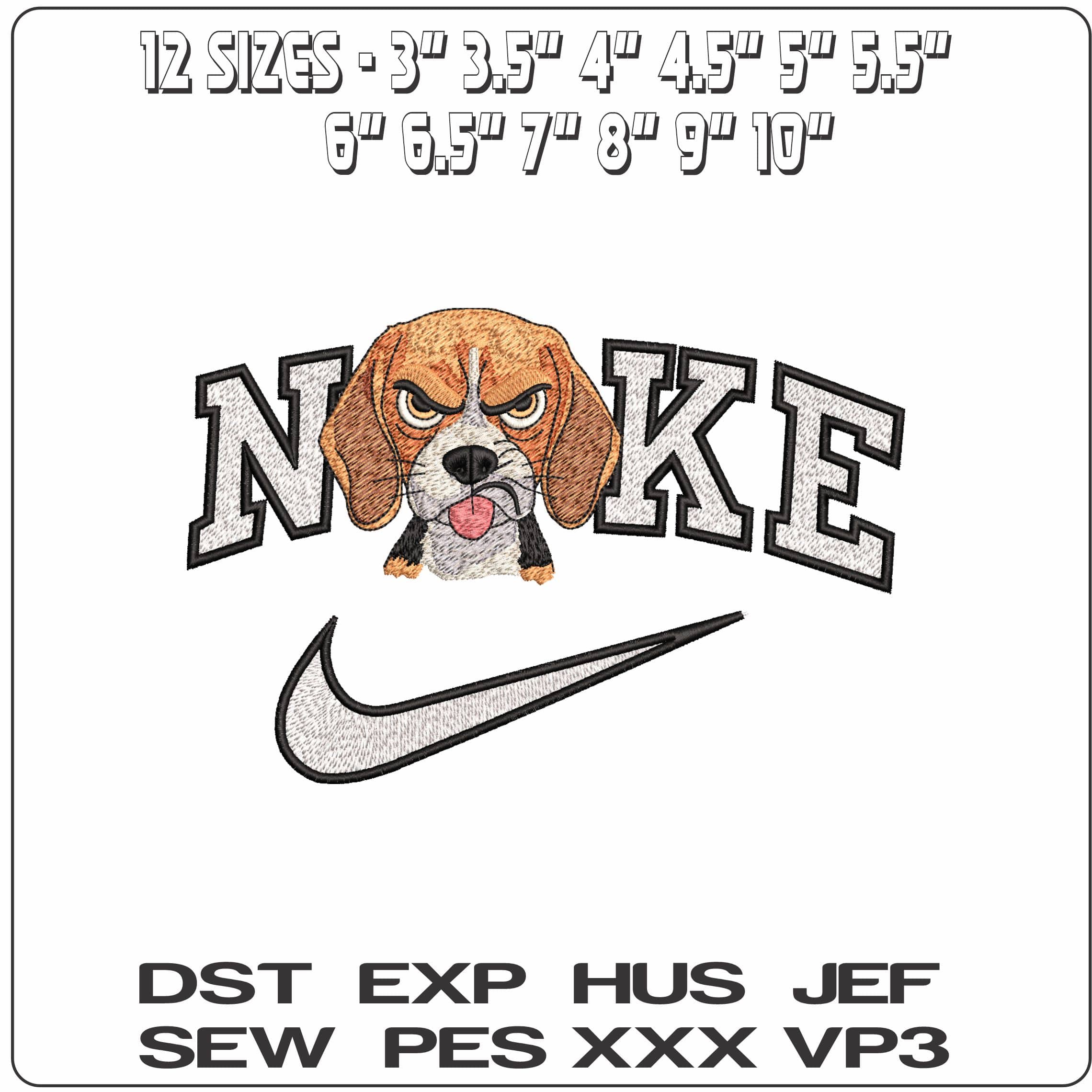 Nike Angry Dog- Elegant embroidery design file - instant download — view 2
